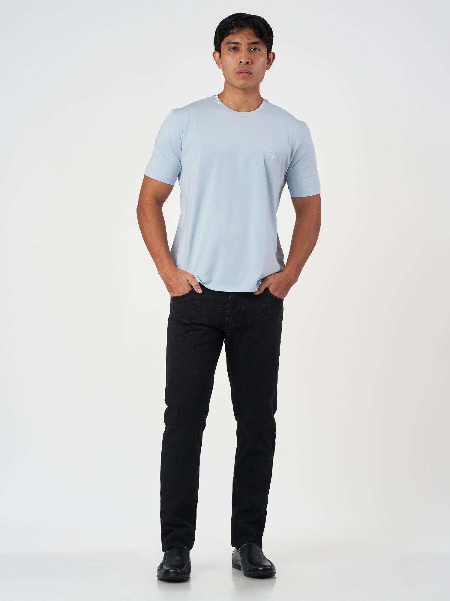 Light Blue Plain Round Neck T-Shirt