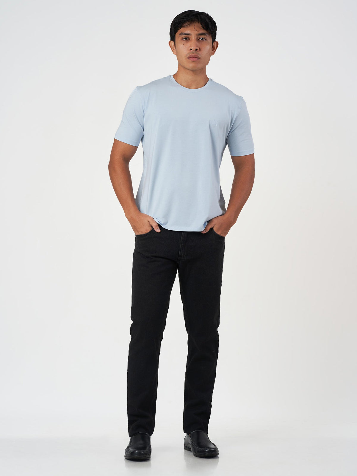 Light Blue Plain Round Neck T-Shirt
