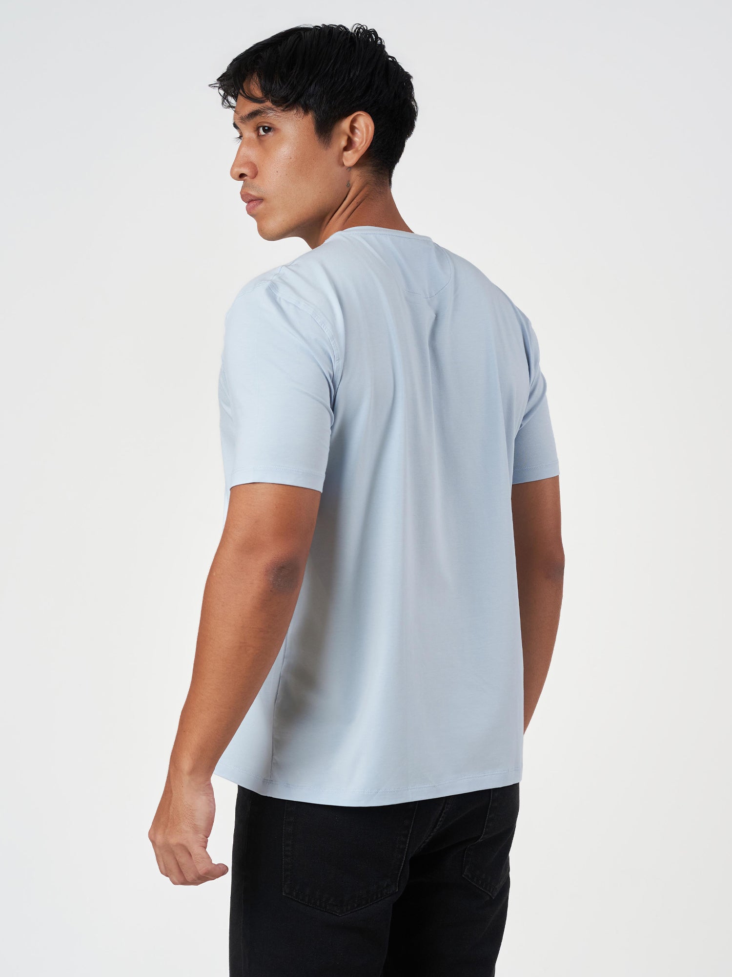 Light Blue Plain Round Neck T-Shirt