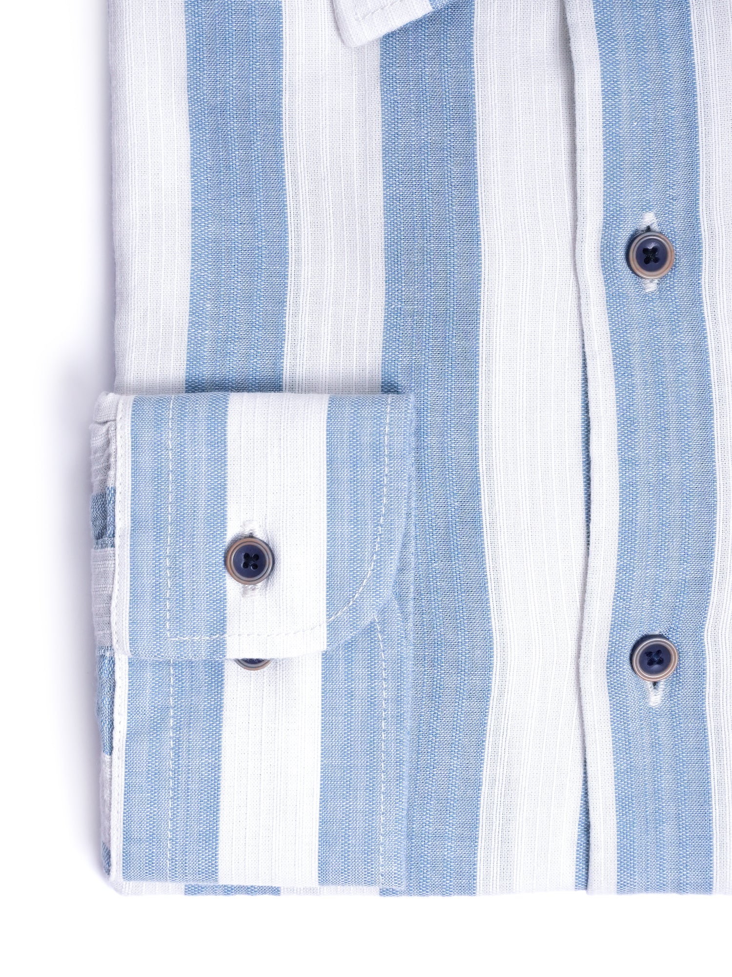 Blue Striped Cotton Tailored Fit Shirt