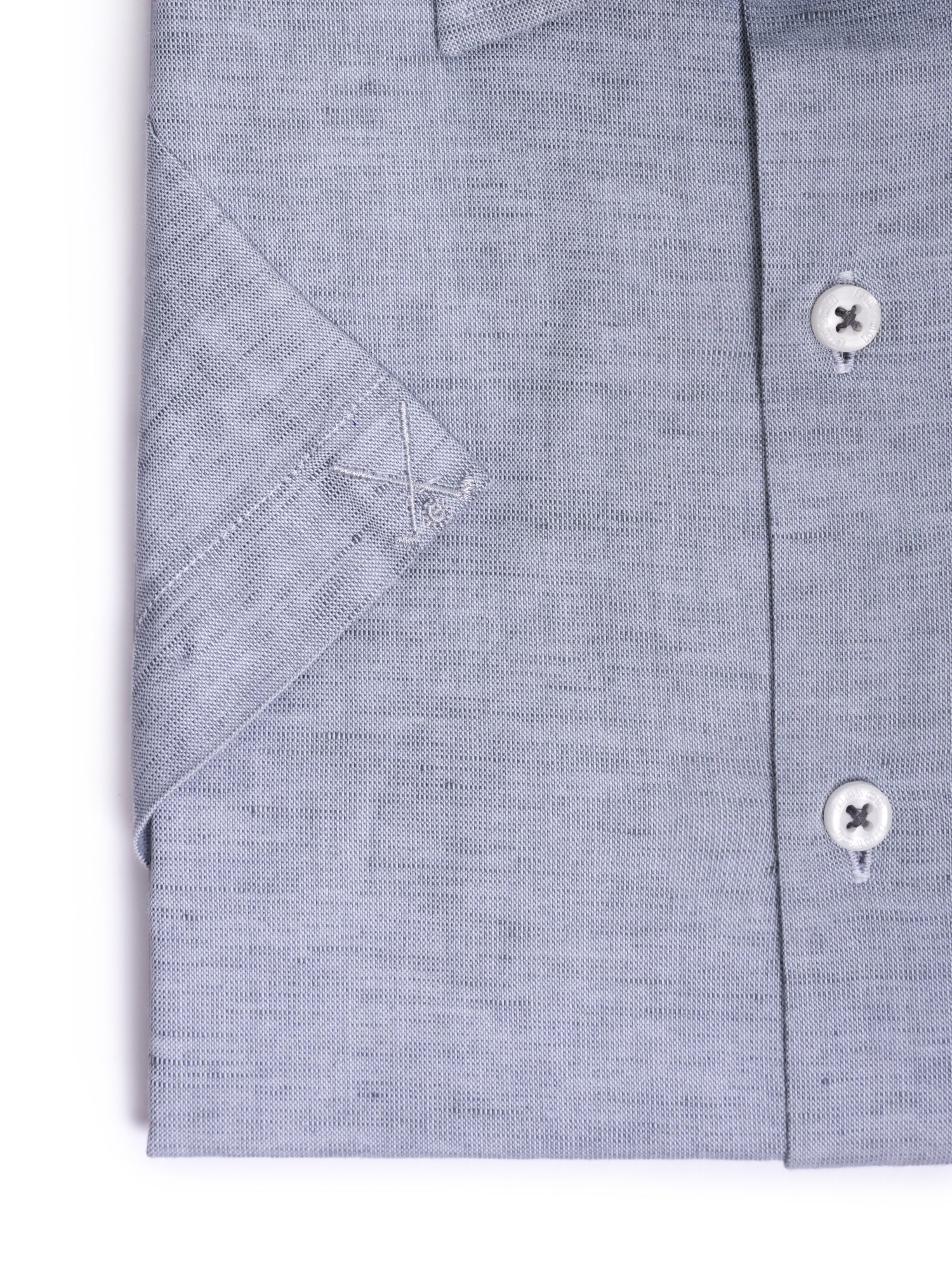 Light Grey Plain Cotton Linen Regular Fit Shirt