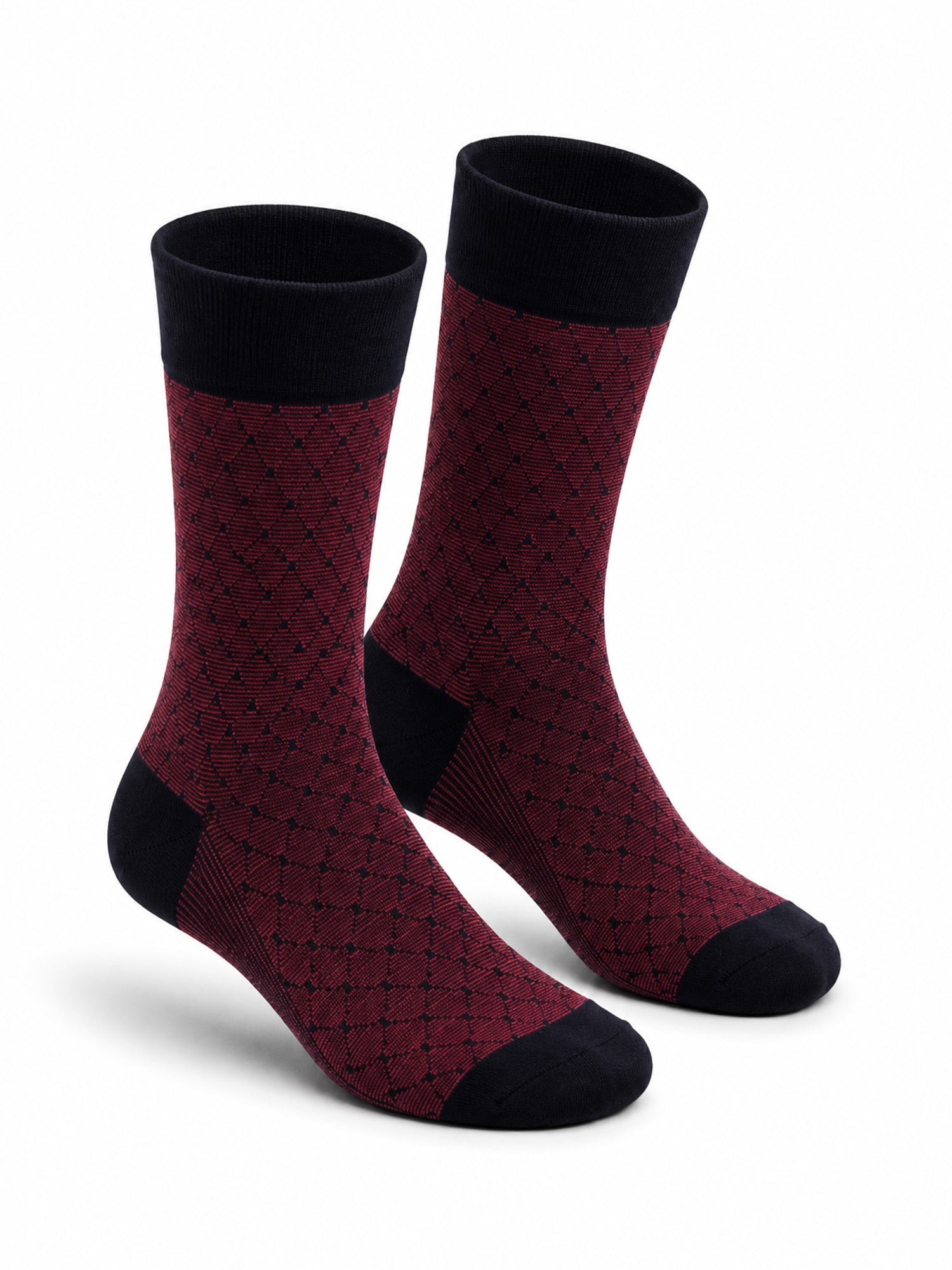 Maroon & Black Bamboo Cotton Crew Socks