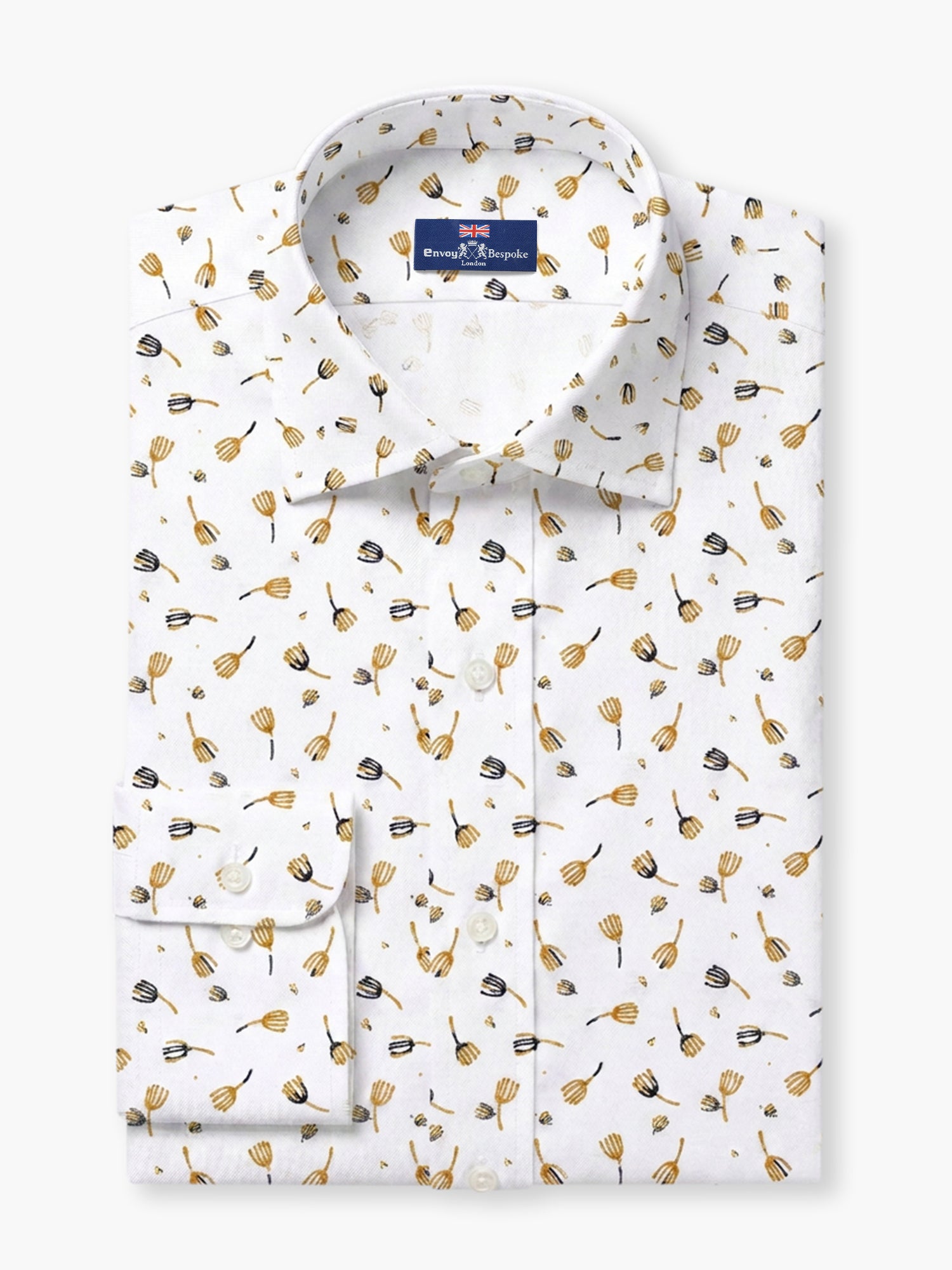 Off White Printed Cotton Poplin Custom Shirt
