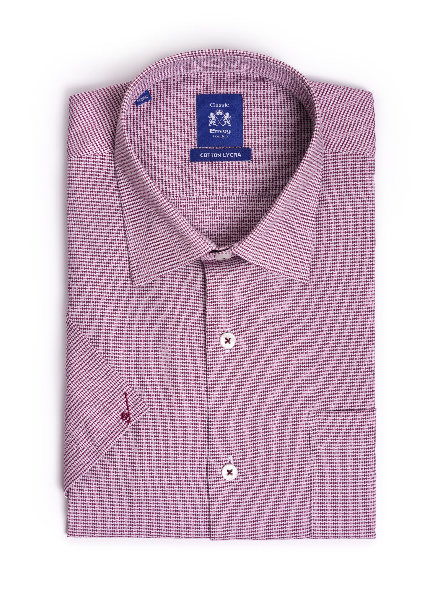 Red Cotton Lycra Regular Fit Shirt