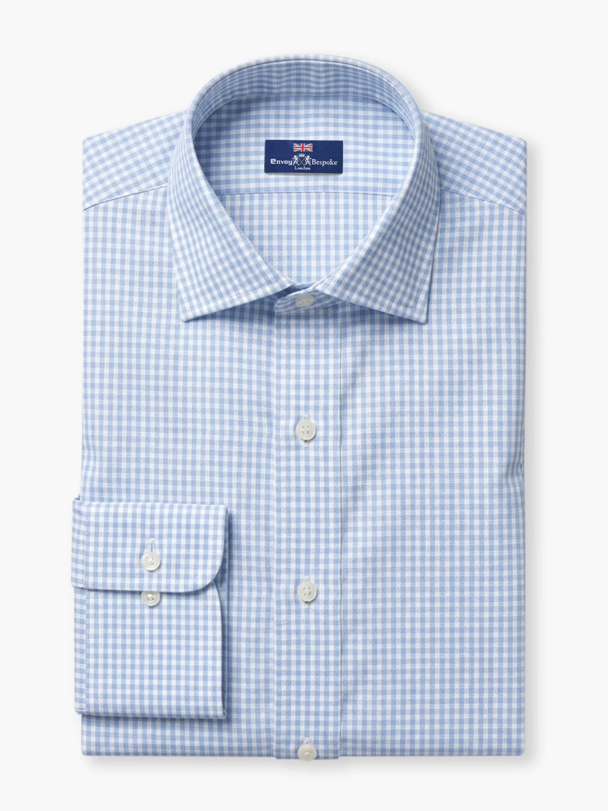 Sky Blue Checked Cotton Custom Shirt