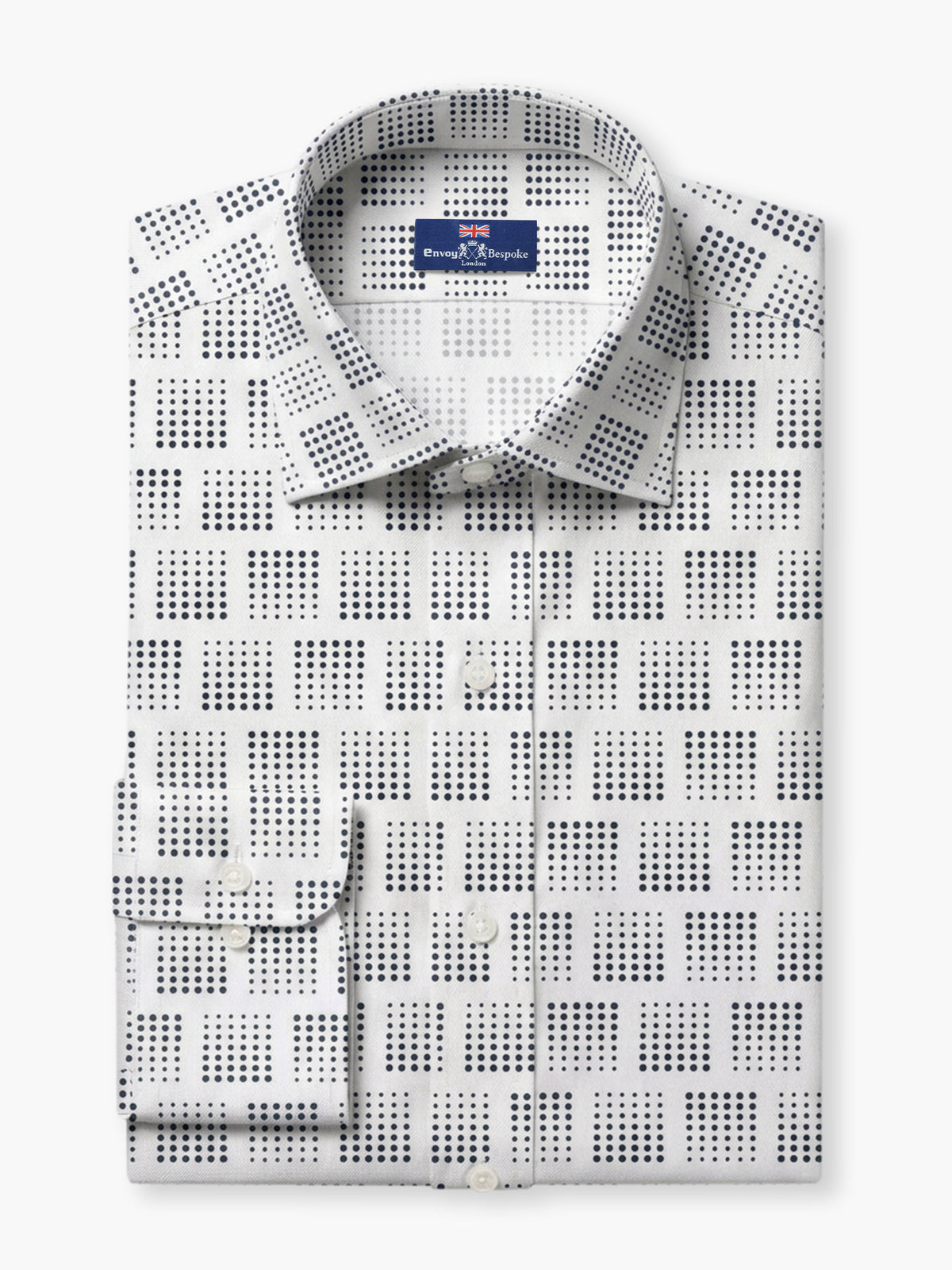 White Black Geometric Cotton Poplin Custom Shirt