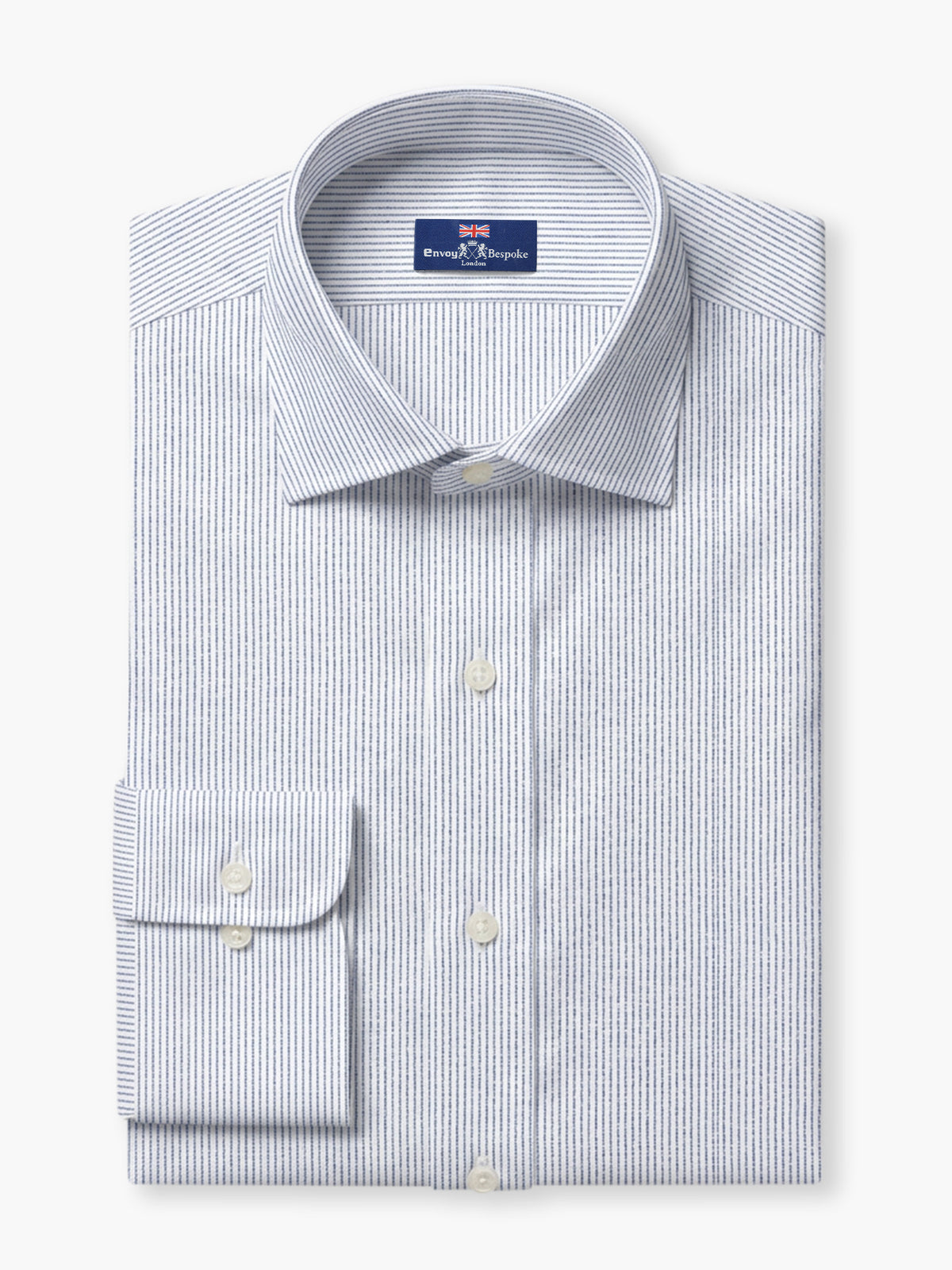 White Blue Fine Stripe Cotton Custom Shirt