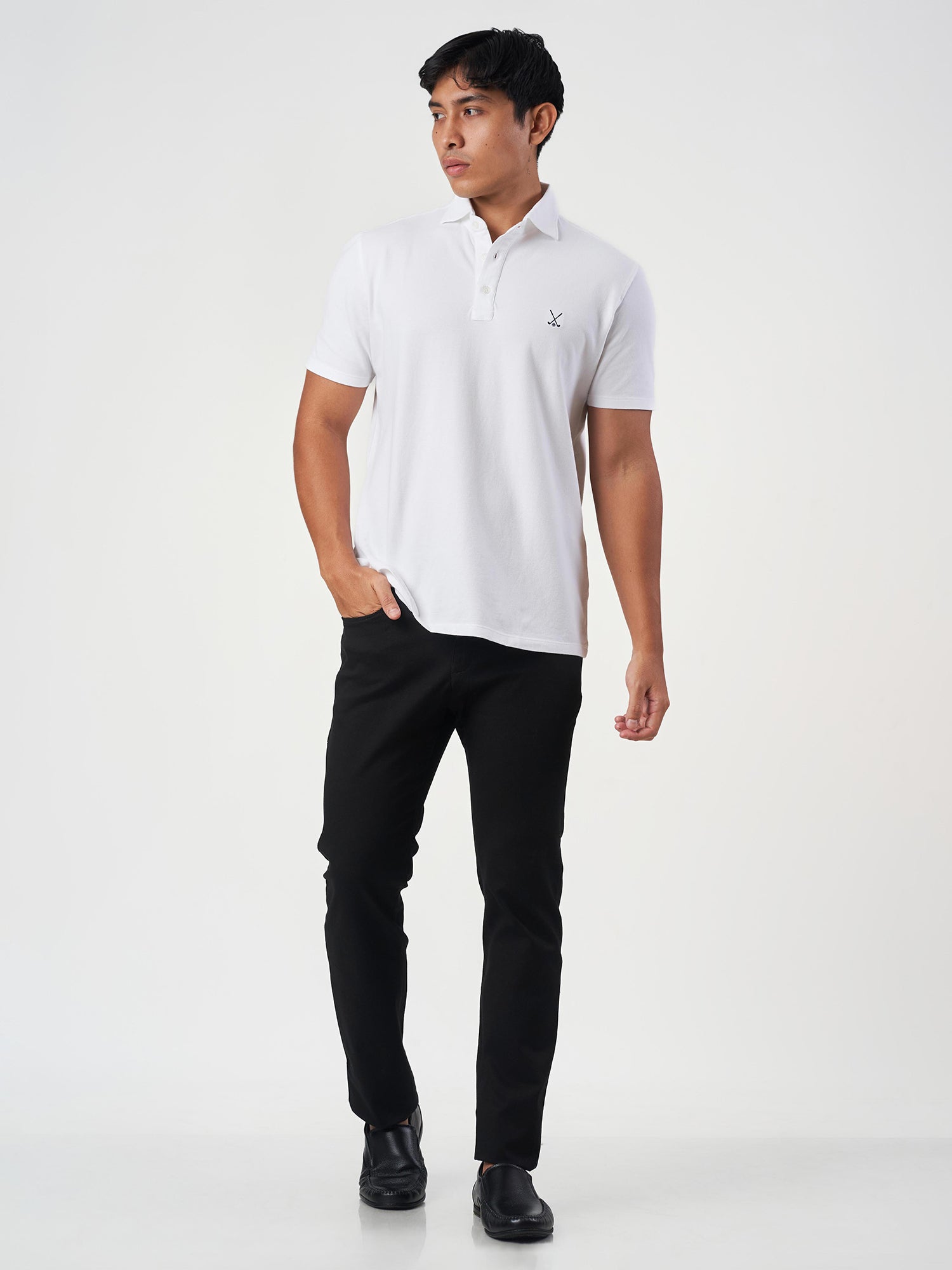 White Cotton Plain Polo T-Shirt