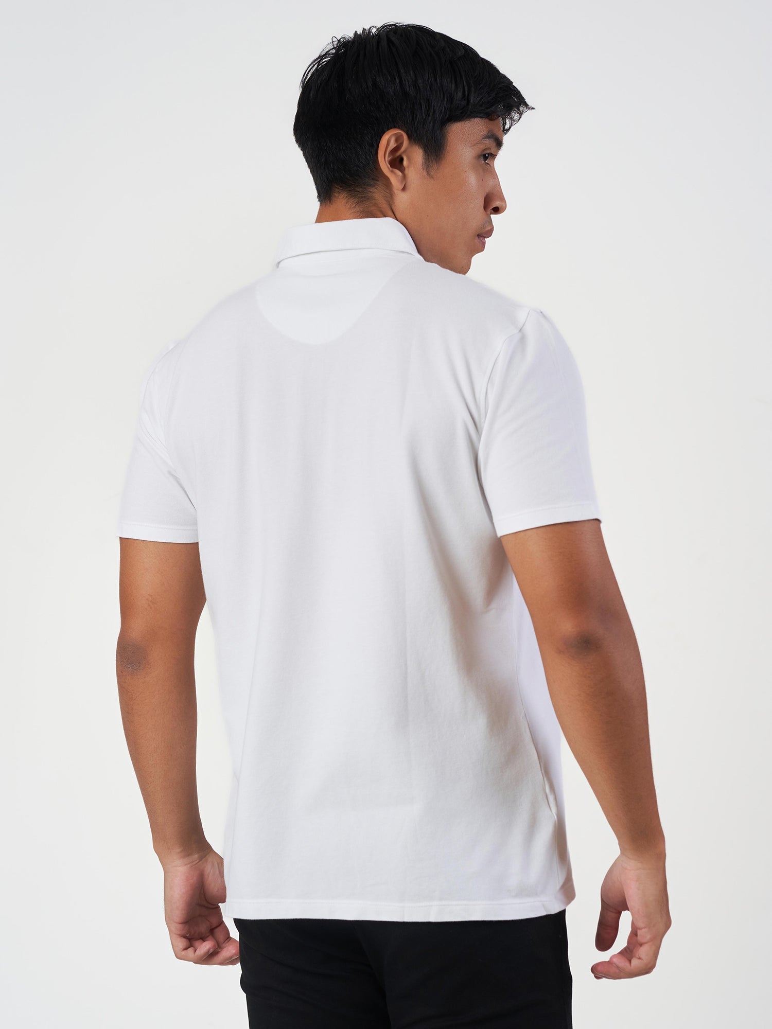 White Cotton Plain Polo T-Shirt