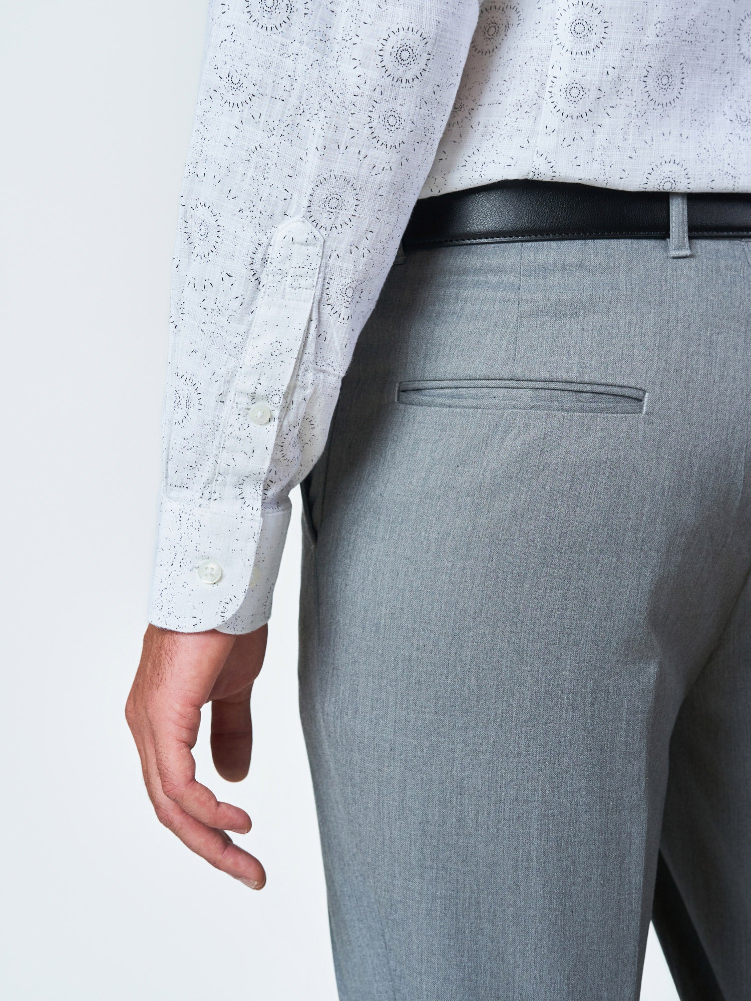 White Printed Long Sleeve Casual Shirt