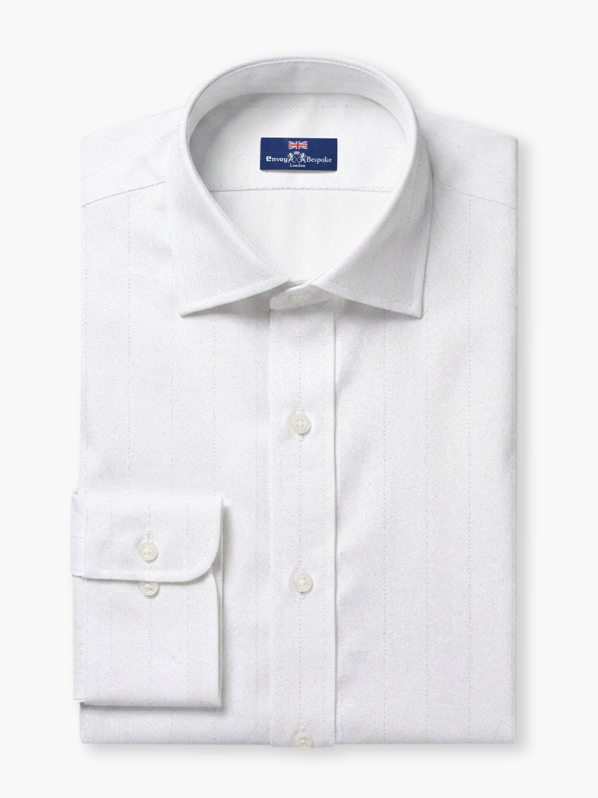 White Herringbone Cotton Dobby Custom Shirt