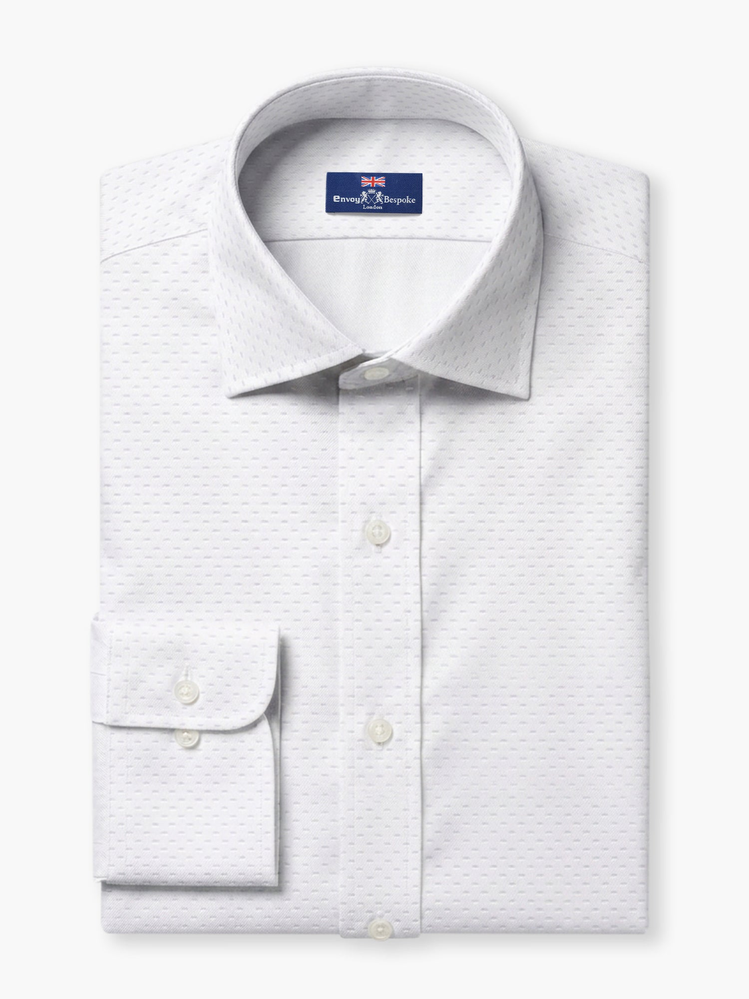 White Micro Textured Cotton Dobby Custom Shirt