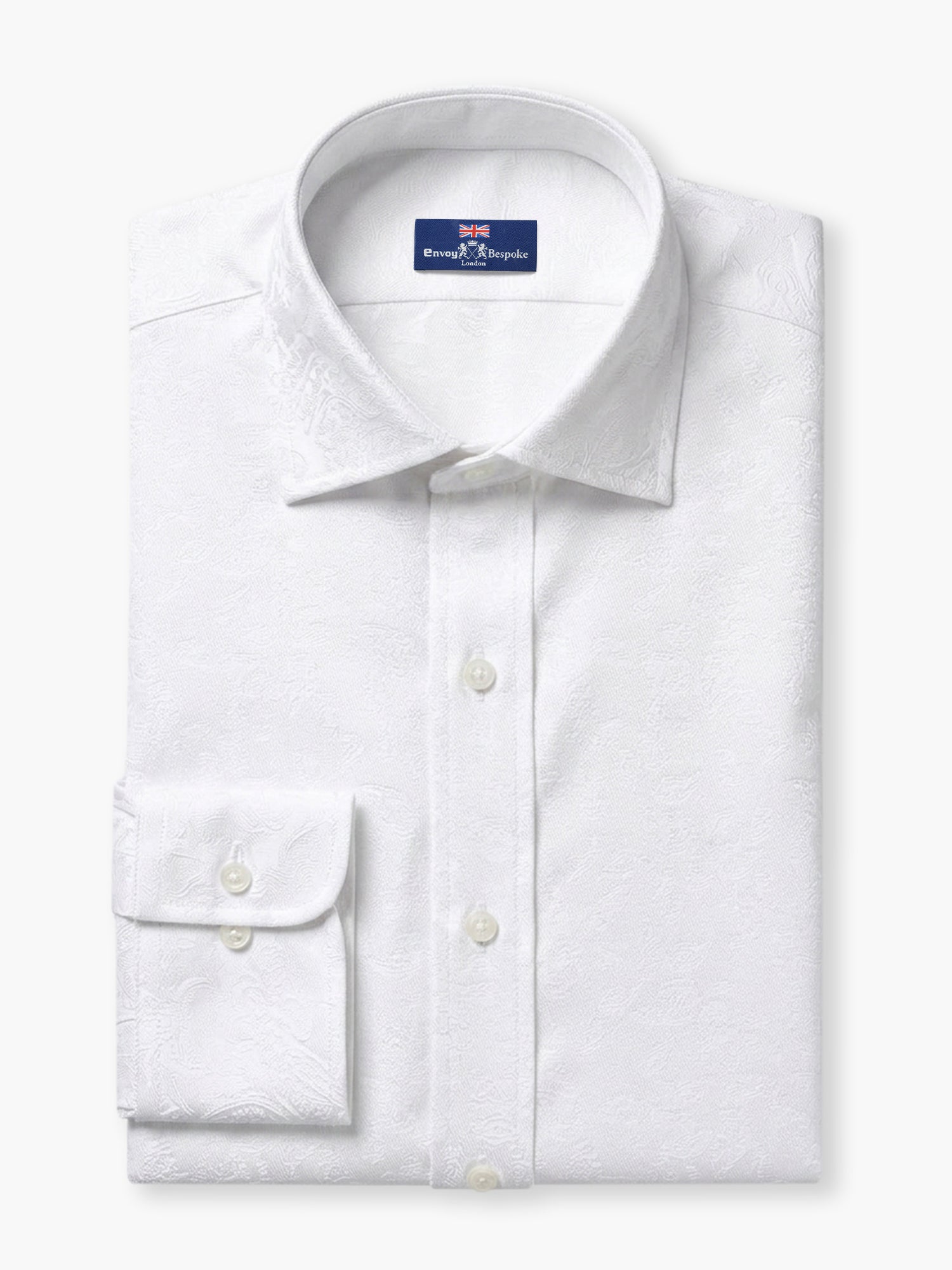 White Paisley Giza Cotton Dobby Custom Shirt