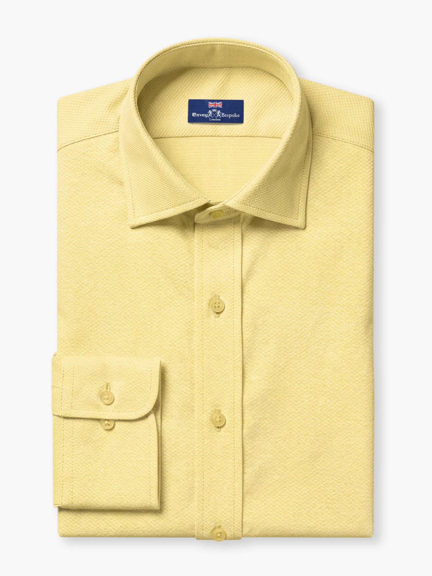 Yellow Textured Cotton Dobby Custom Shirt