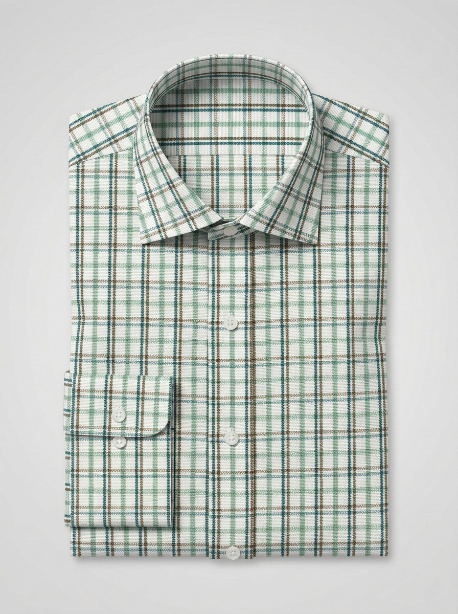 Green Checked Long Sleeve Shirt