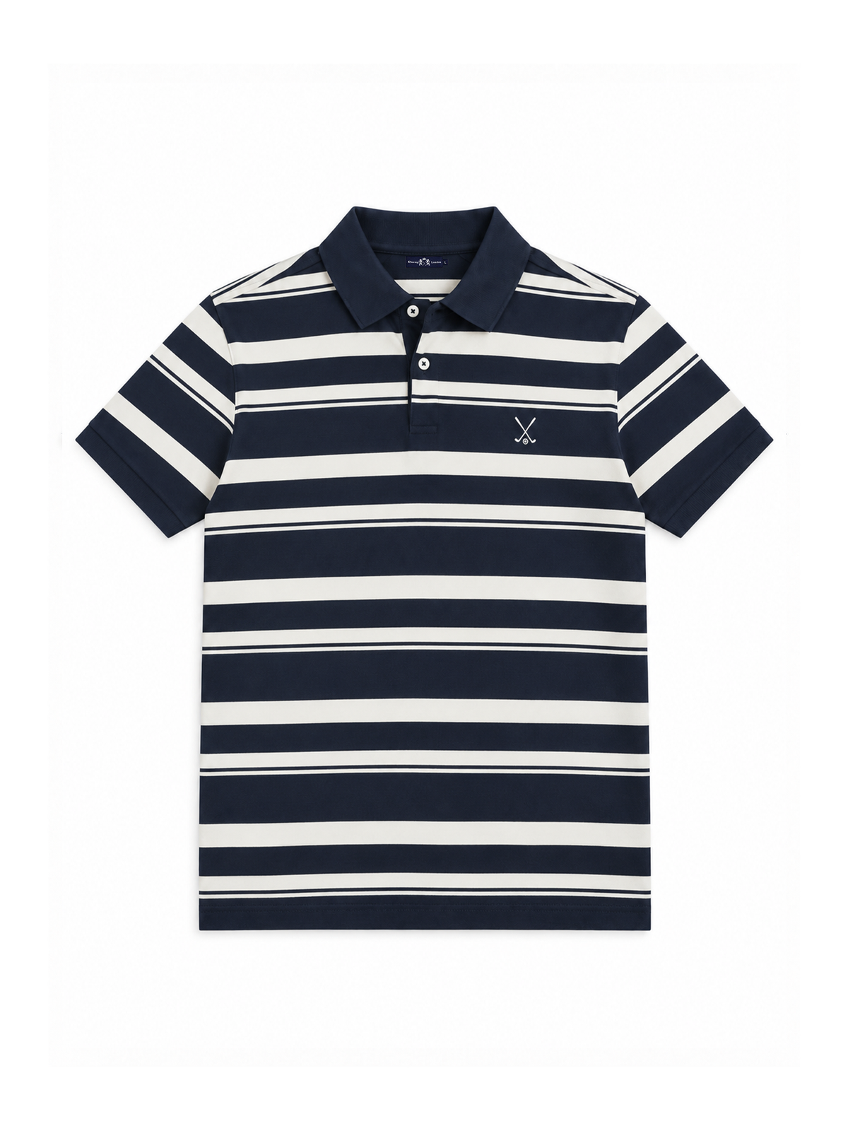 Dark Blue Striped Cotton Short Sleeve T-Shirt