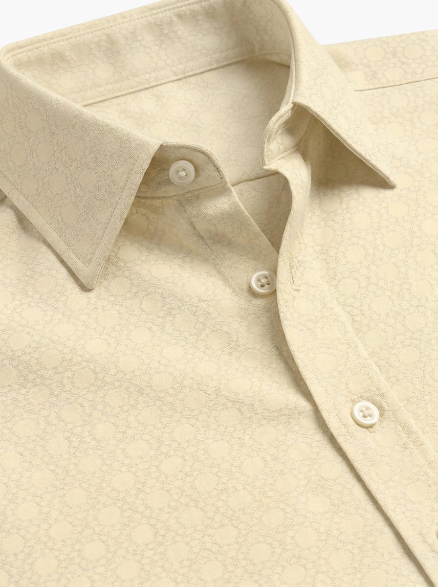 Raymond Cream Cotton-Viscose Shirting Fabric with Floral Design