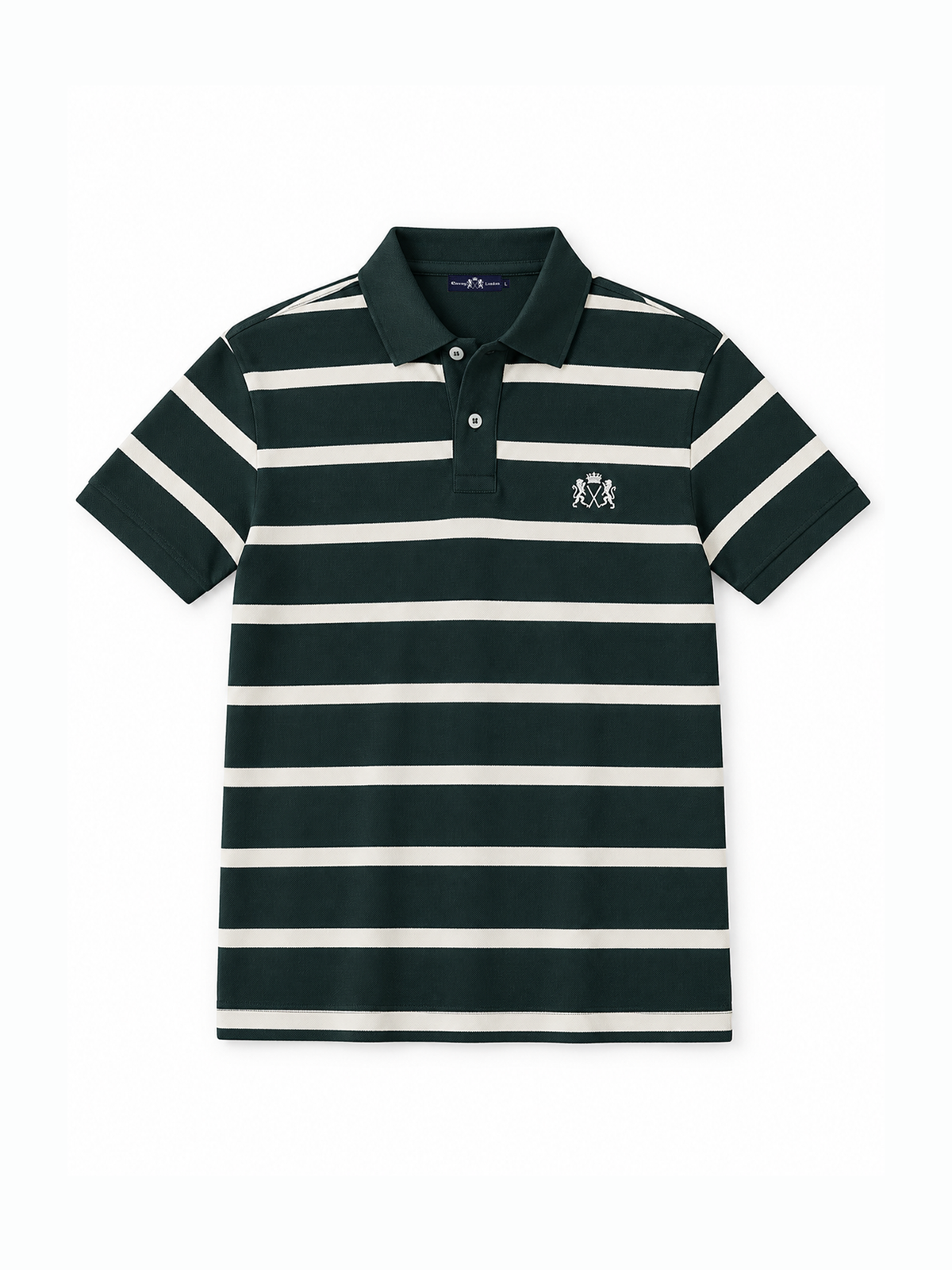 Green Striped Cotton Short Sleeve T-Shirt