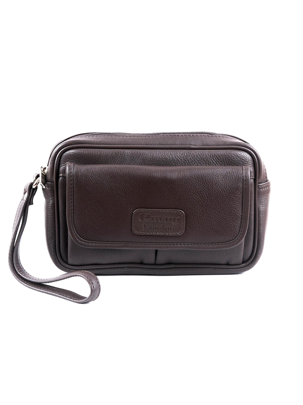 Brown Full-Grain Leather Toiletry Bag