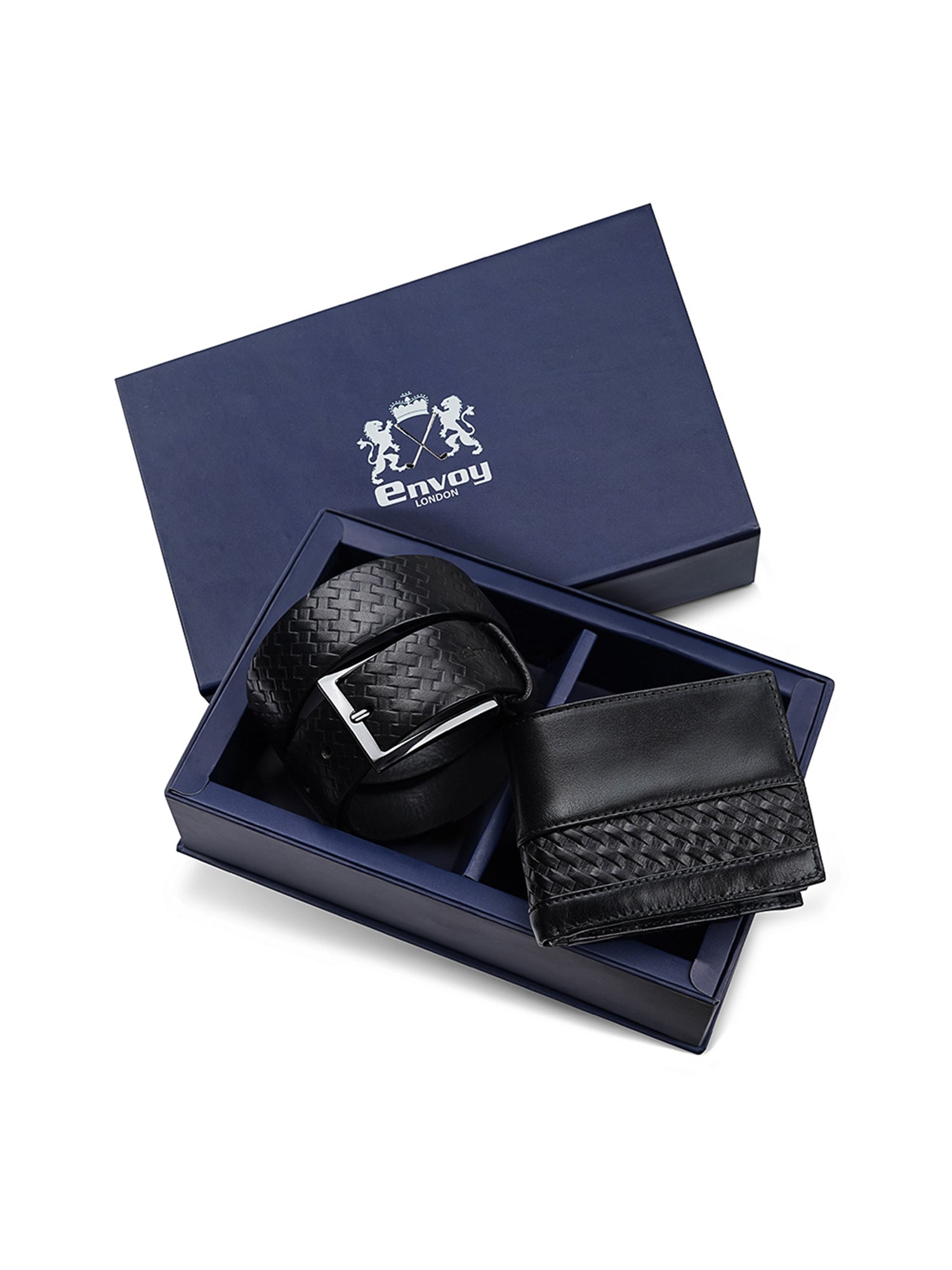 Men’s Black Leather Belt with Wallet Set