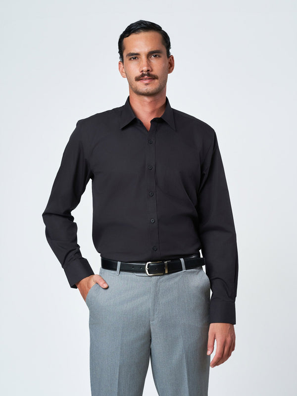 Black Plain Long Sleeve Casual Shirt