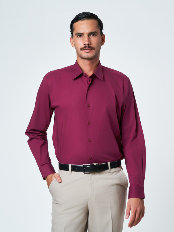Maroon Plain Party Long Sleeve Shirt