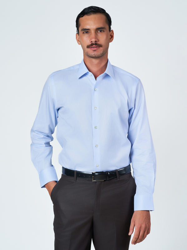 Sky Blue Pencil Stripe Formal Long Sleeve Shirt