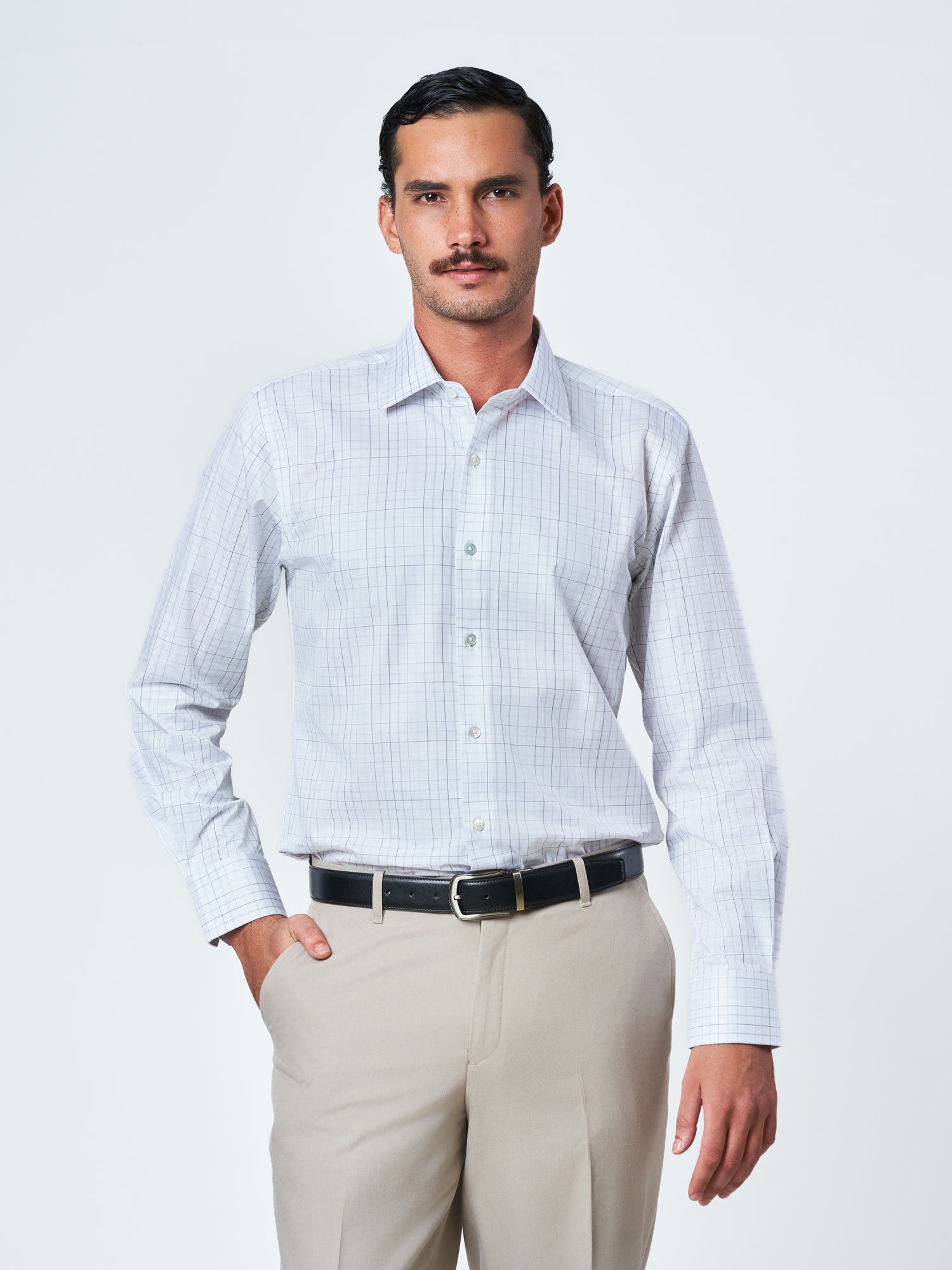 White Check Formal Long Sleeve Shirt