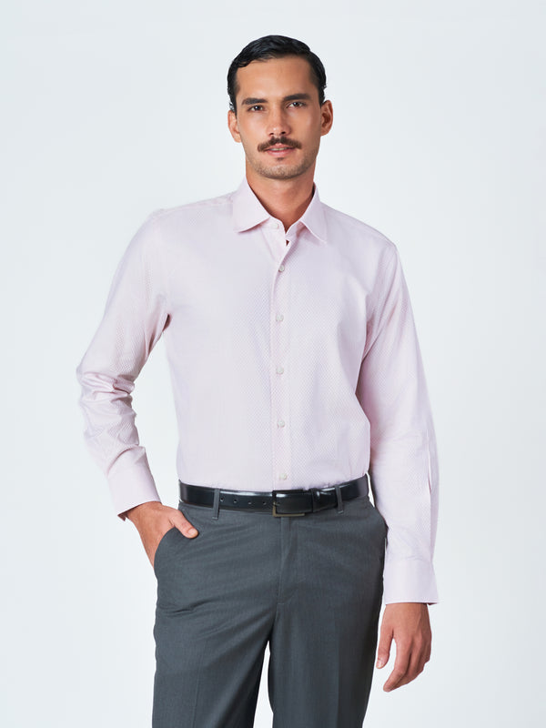Peach Textured Formal Long Sleeve Shirt