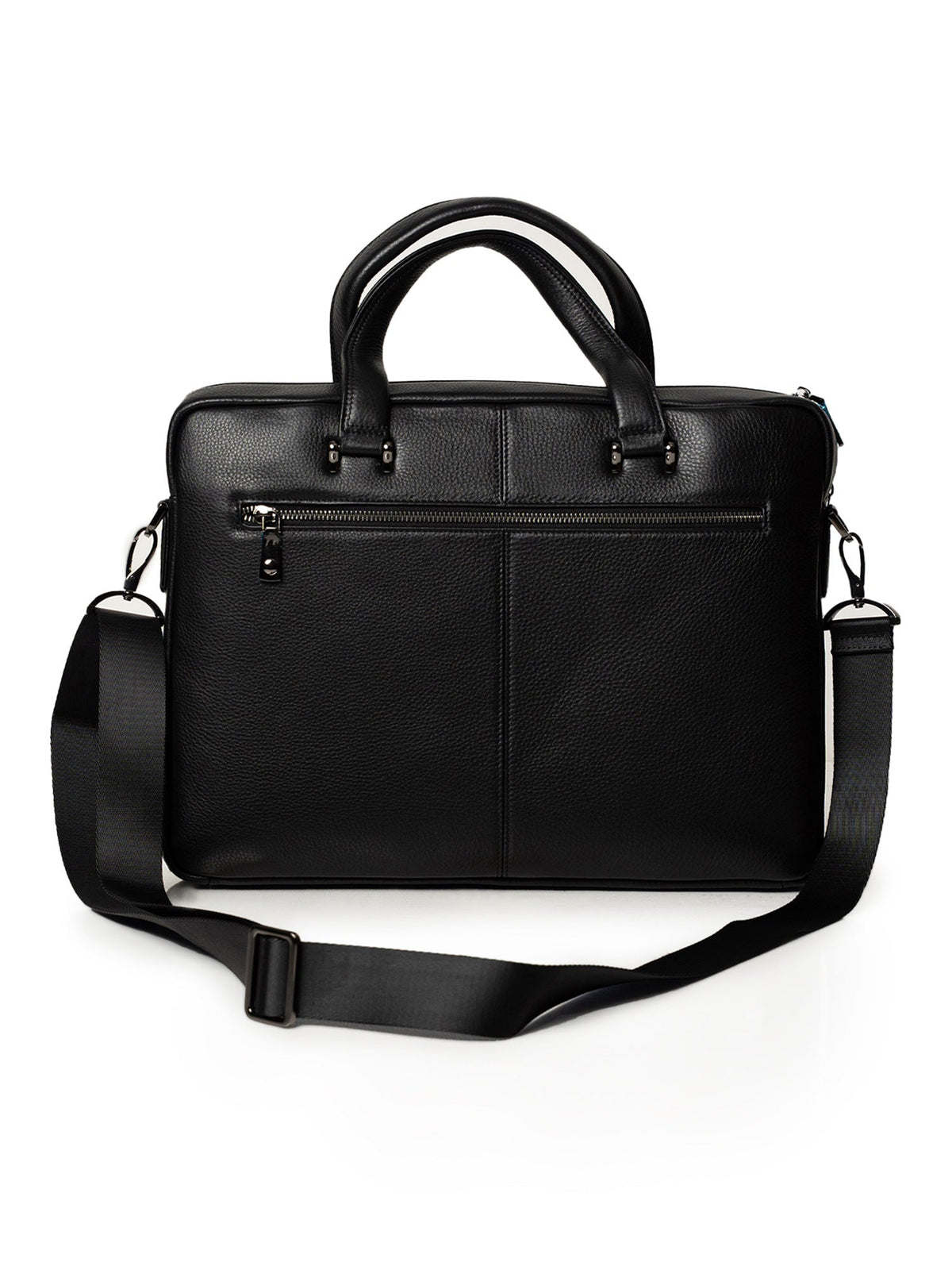 Full-Grain Leather Black Messenger & Travel Bag
