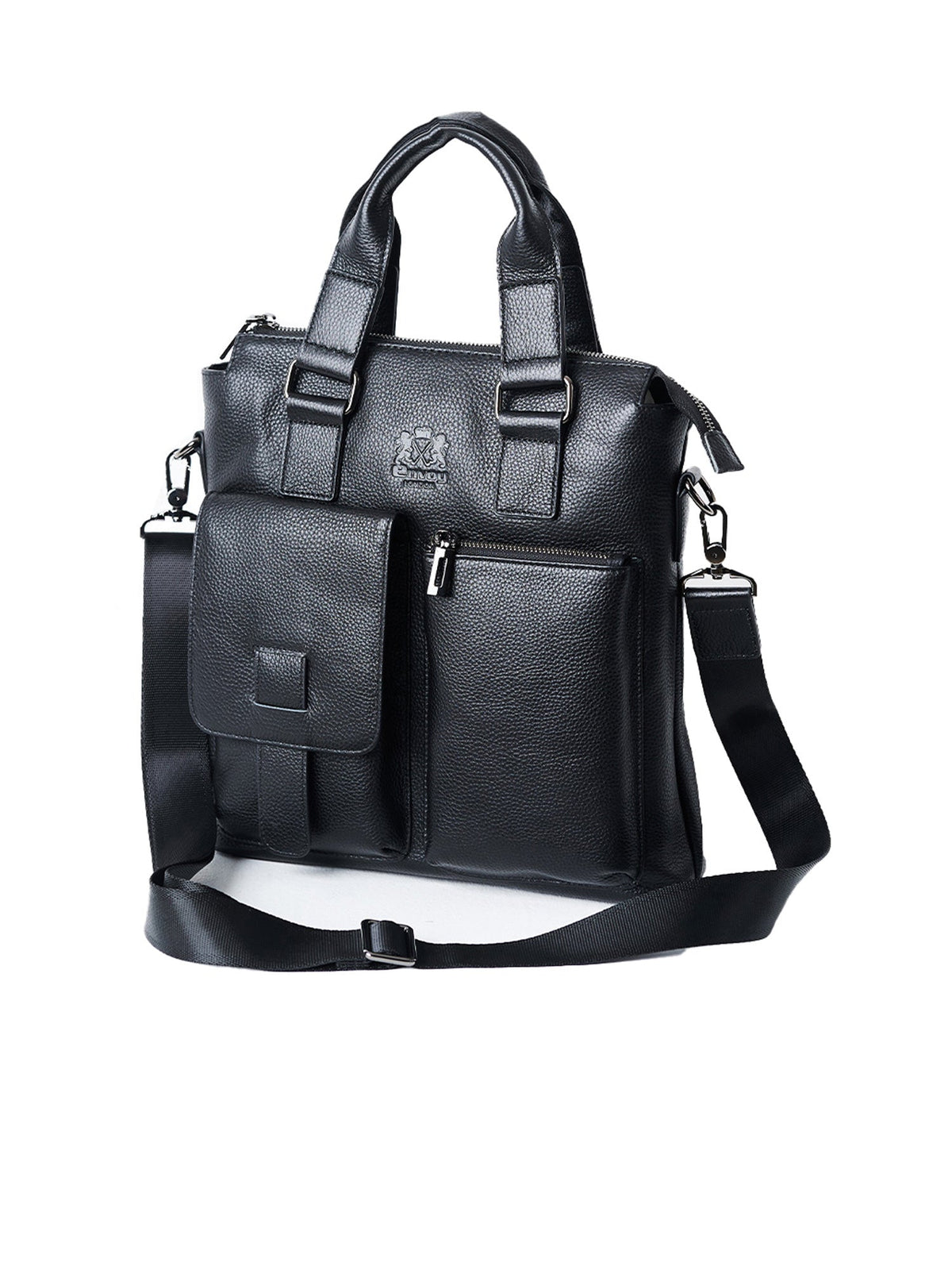 Full-Grain Leather Black Work Tote Bag – Lightweight & Durable Office Carry