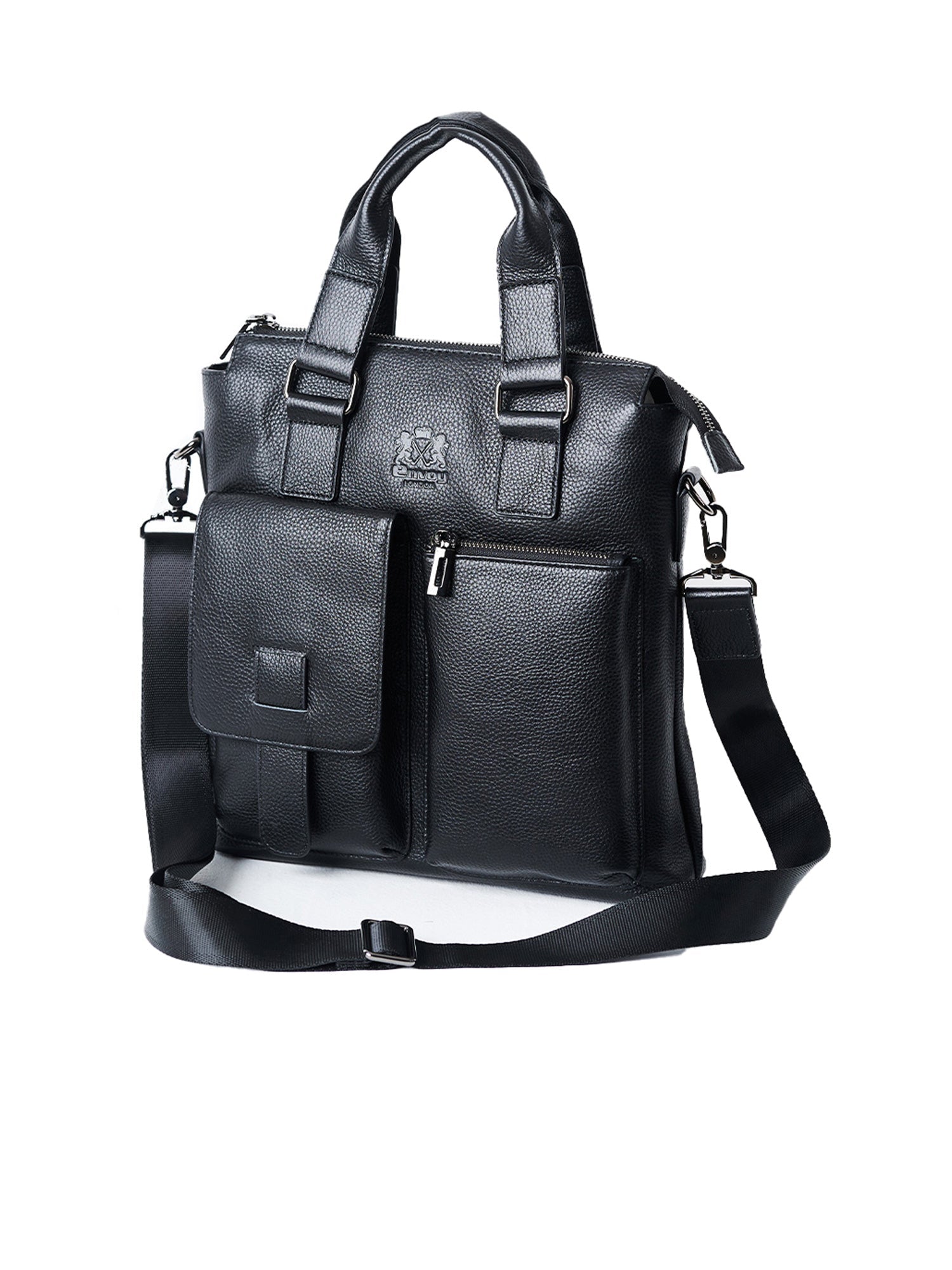 Full-Grain Leather Black Work Tote Bag – Lightweight & Durable Office Carry