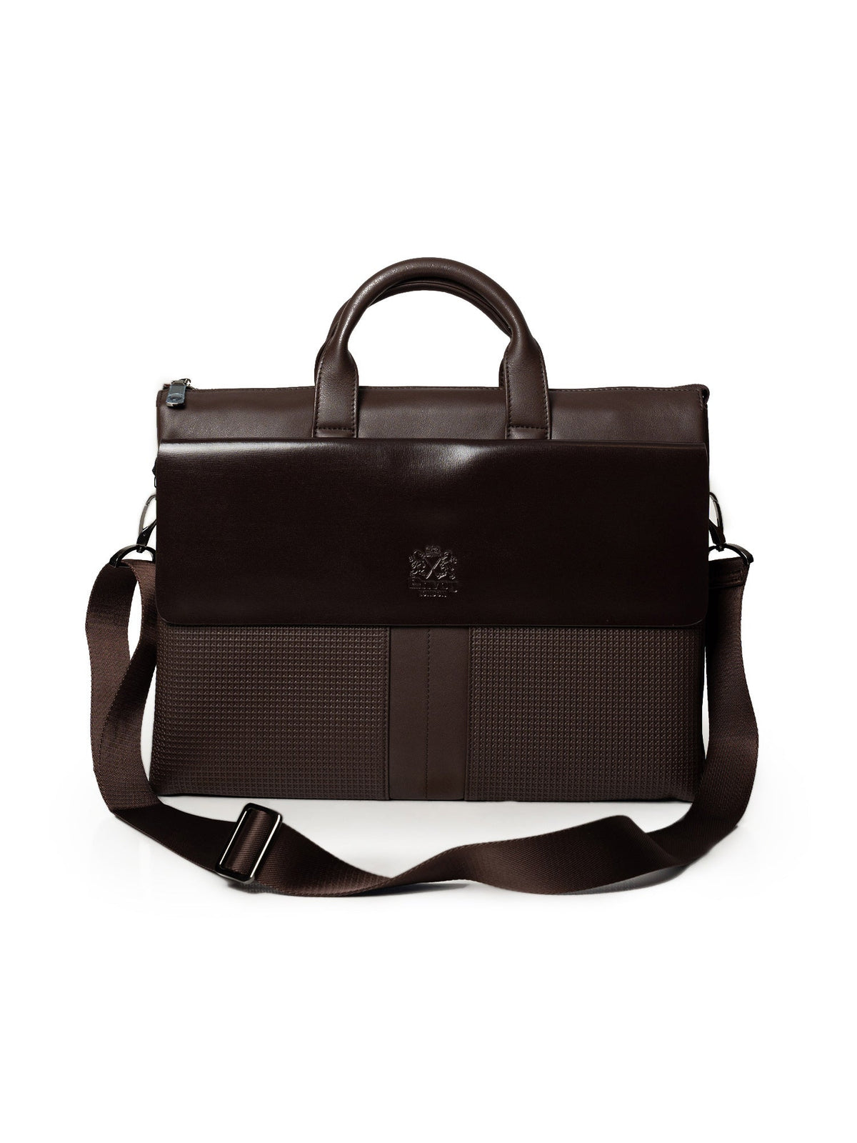 Leather & Microfiber Brown Messenger & Travel Bag