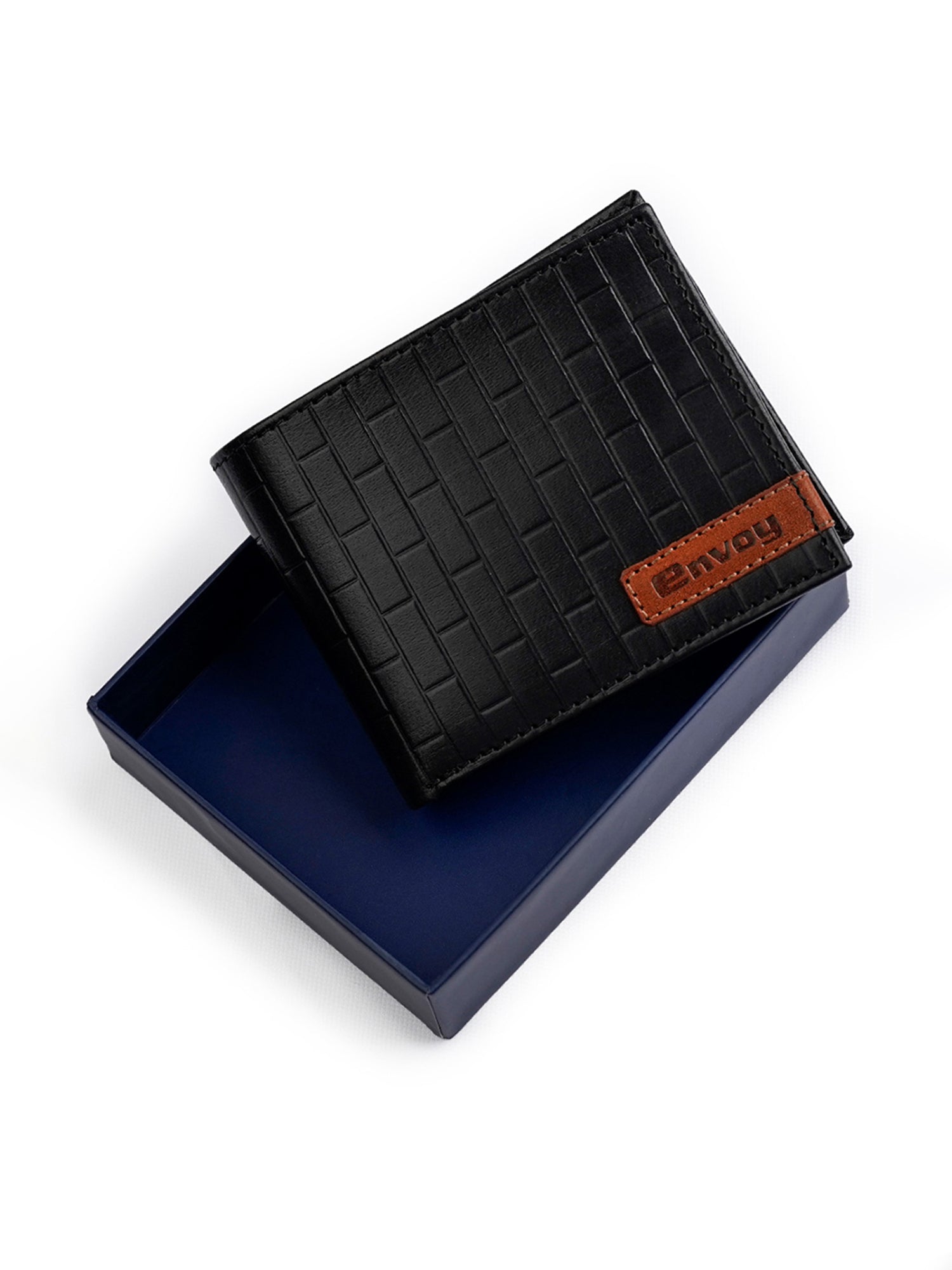 Men's Croc Pattern Black Full-Grain Leather Wallet