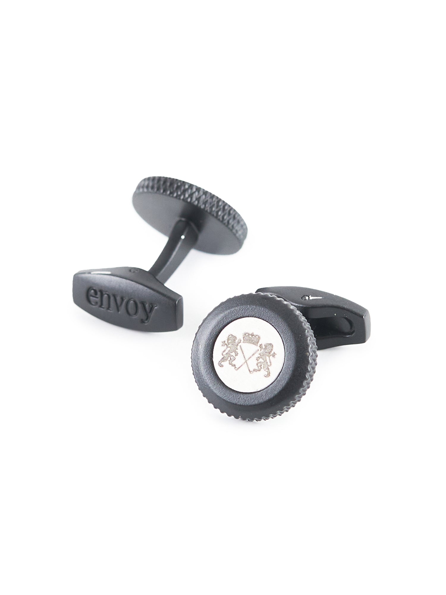 Textured Round Black Cufflinks