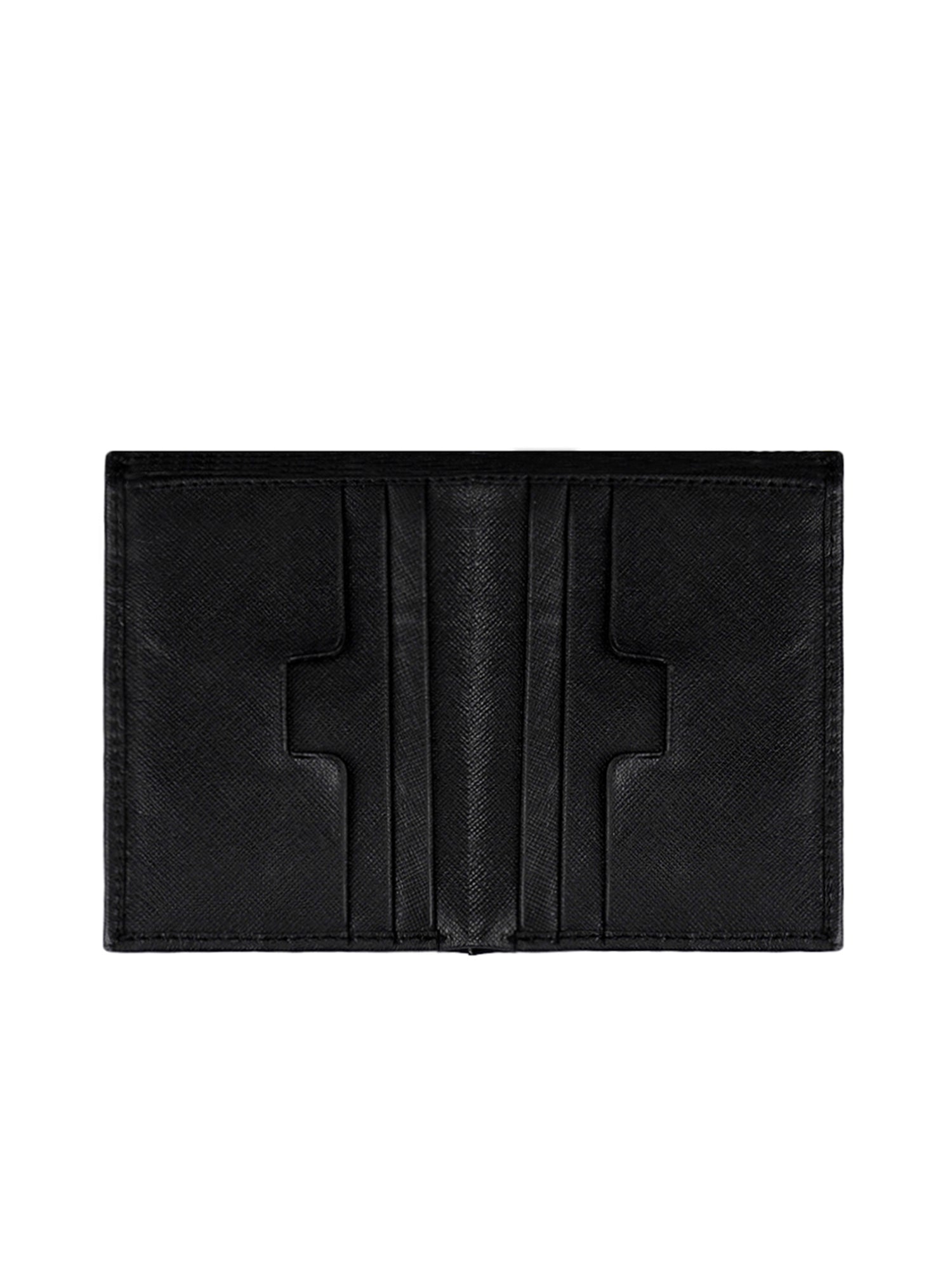 Men's Smooth Finish Black Full-Grain Leather Long Wallet