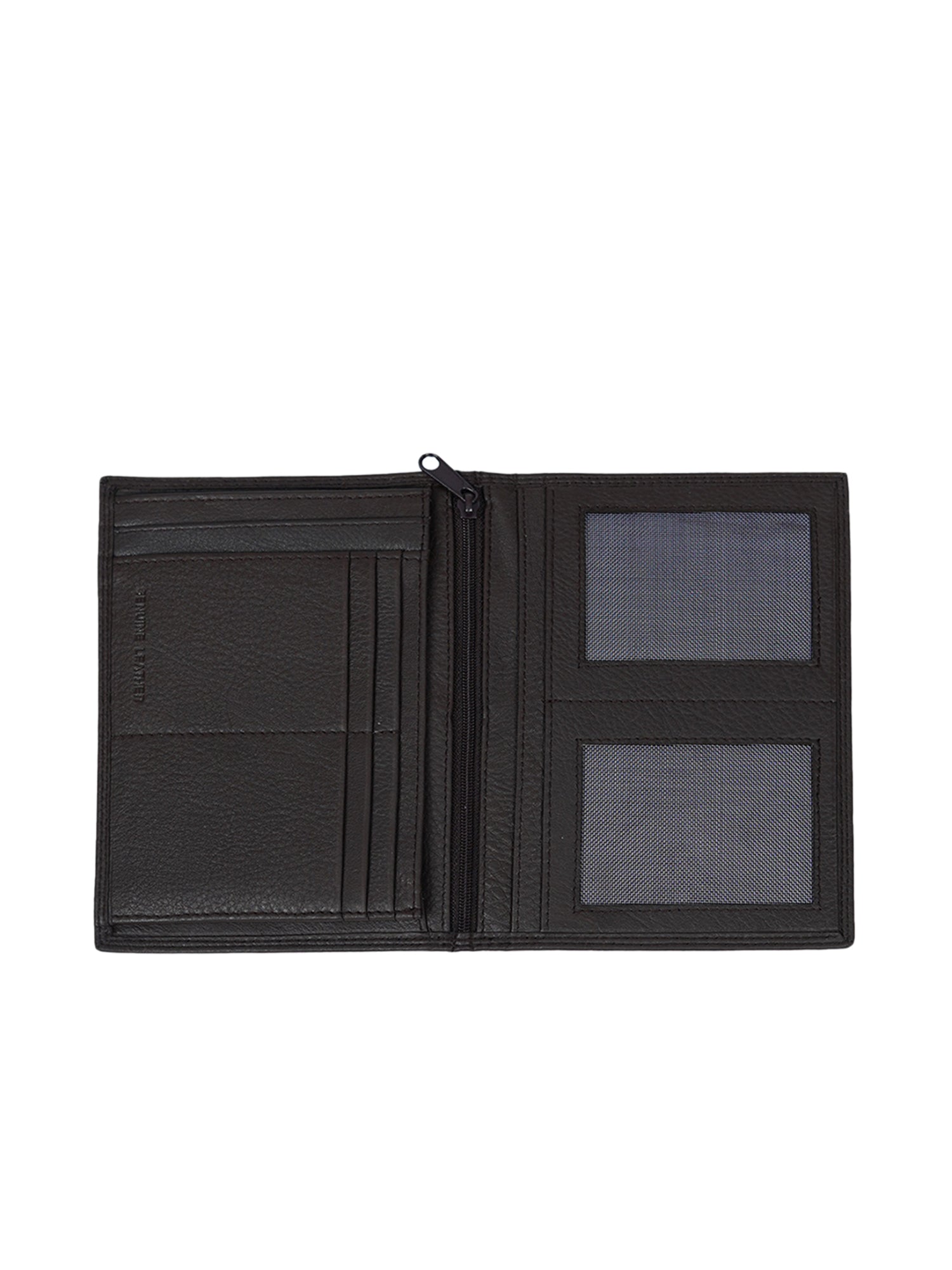 Men's Smooth Finish Black Natural Genuine Leather Long Wallet