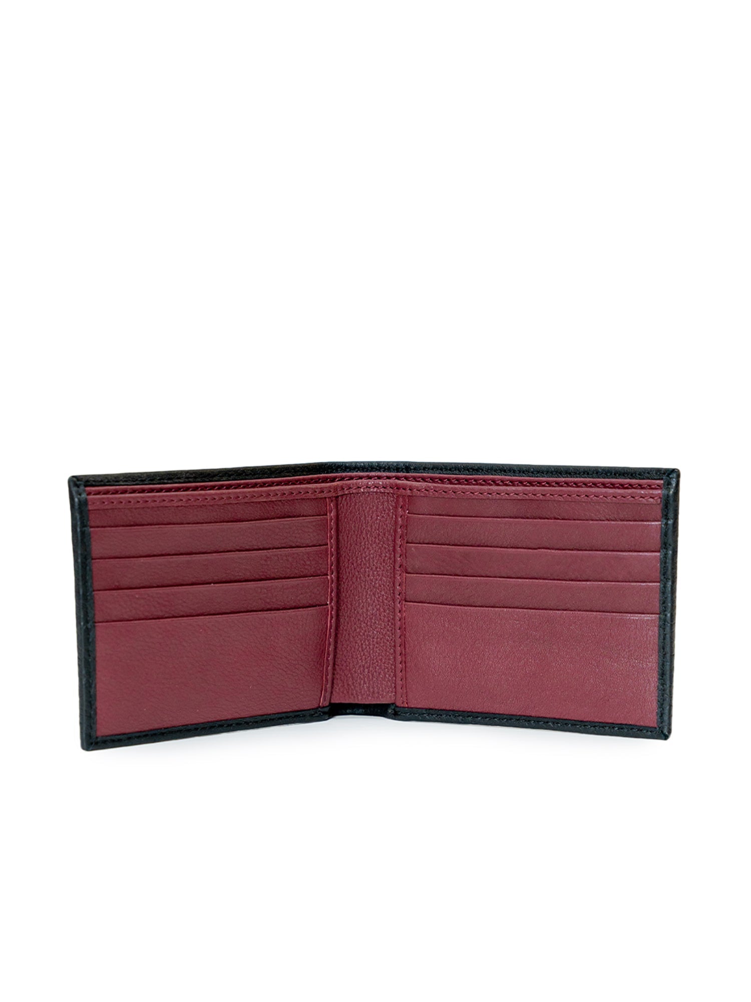 Men’s Textured Design Black with Inside Maroon Full Grain Leather Wallet