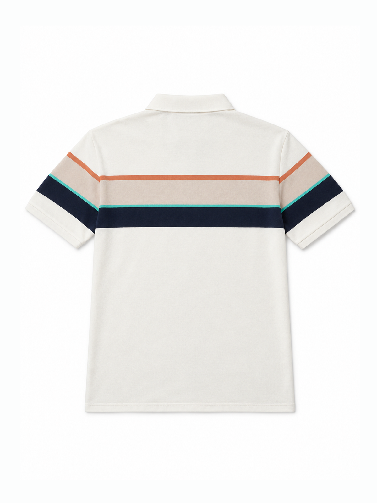 Beige Striped Cotton Short Sleeve Shirt