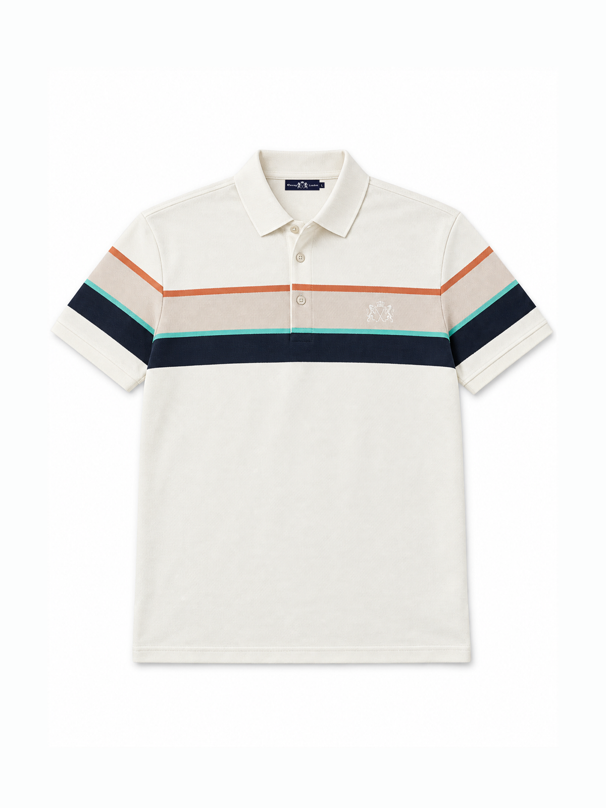 Beige Striped Cotton Short Sleeve Shirt