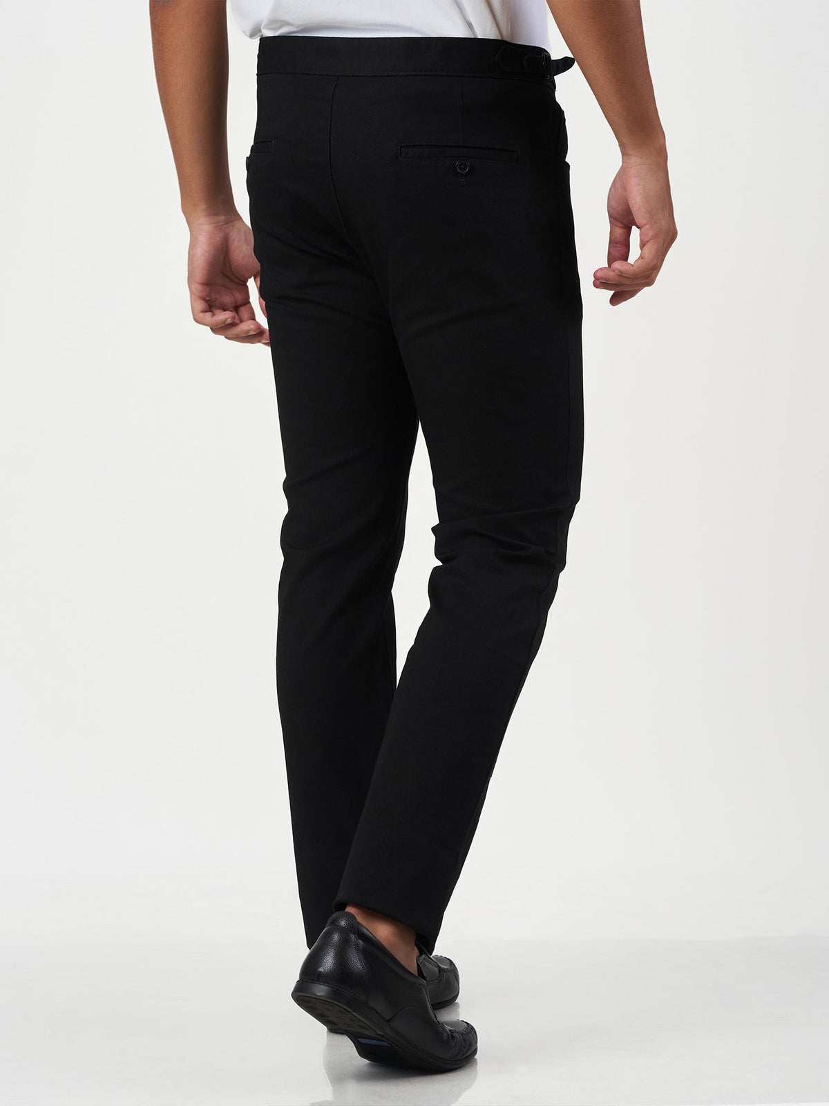 Smart Casual Black Cotton Blend Slim Fit Chinos