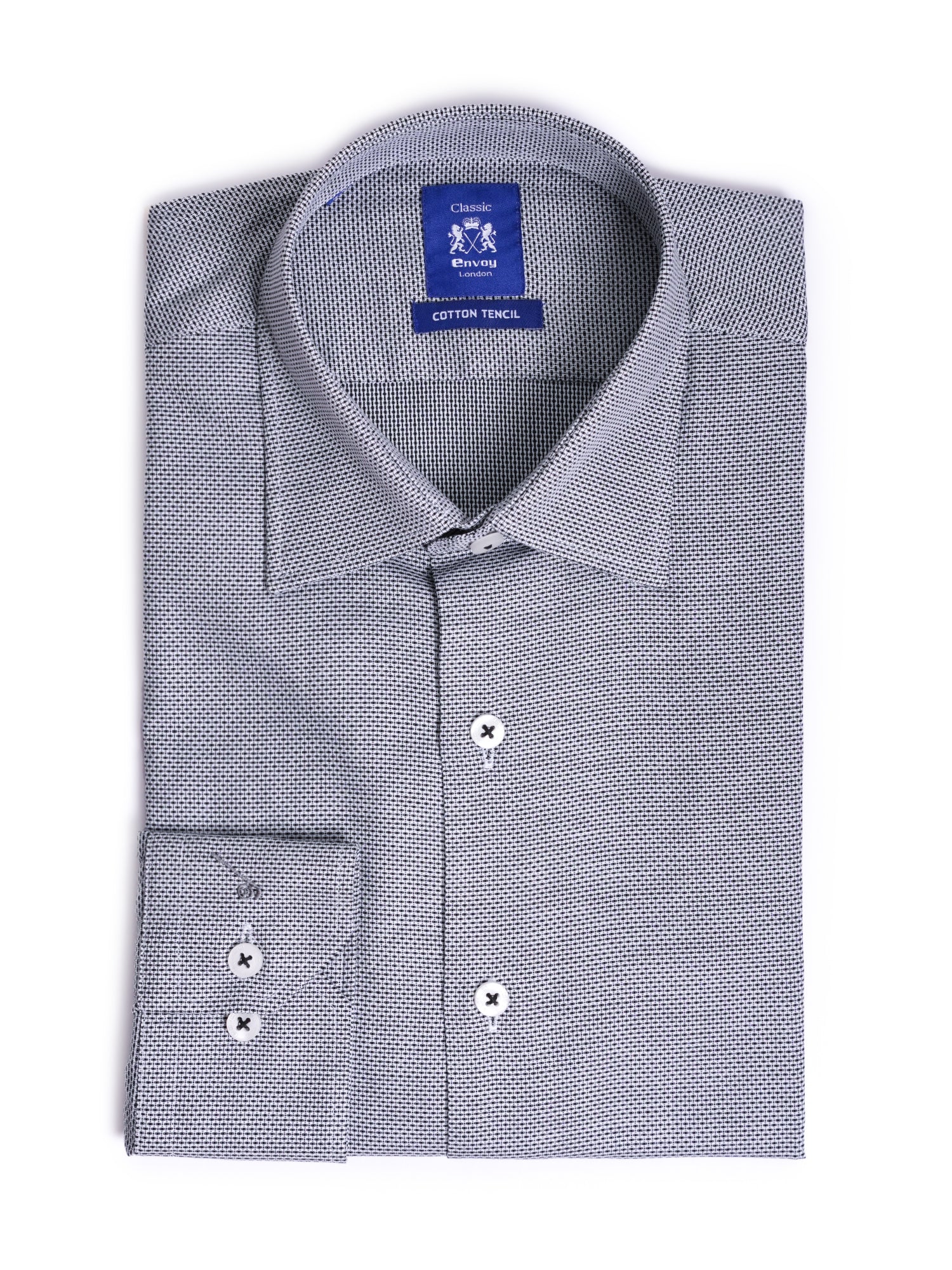 Black Design Cotton Tencel Tailored Fit Shirt