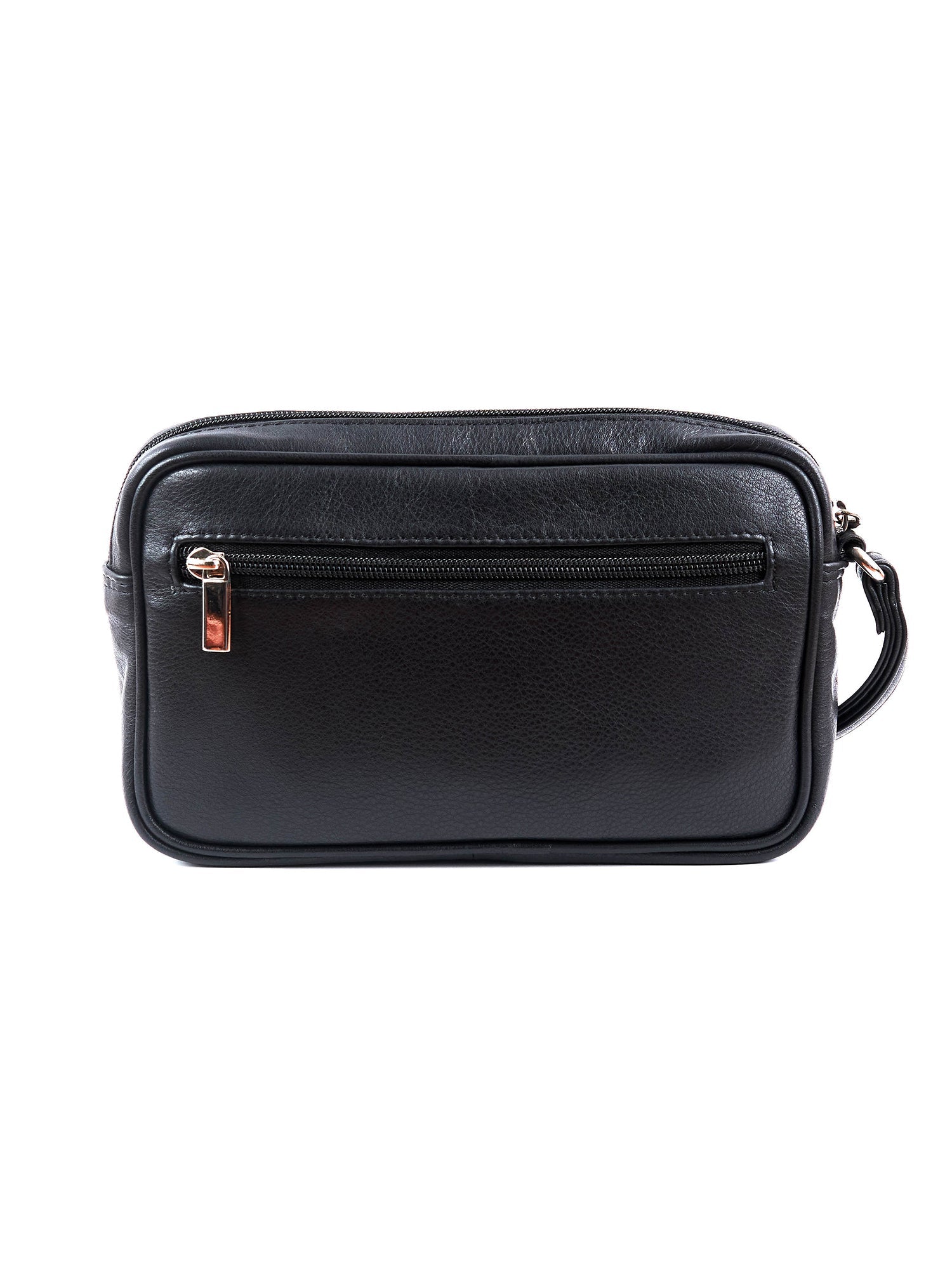 Black Full-Grain Leather Toiletry Bag