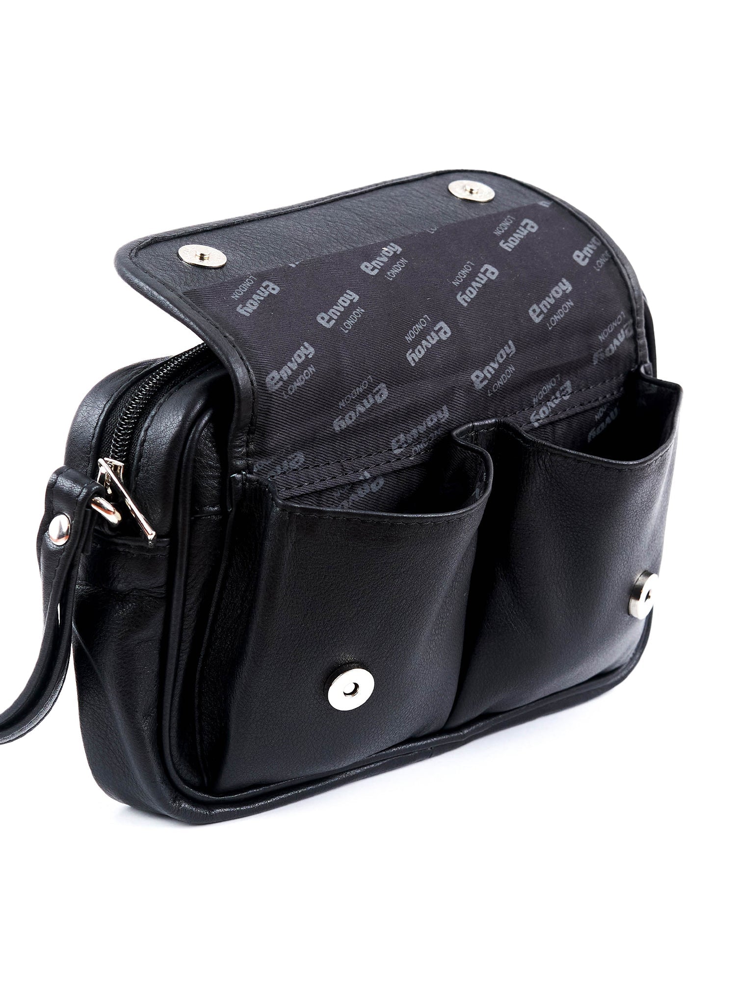Black Full-Grain Leather Toiletry Bag