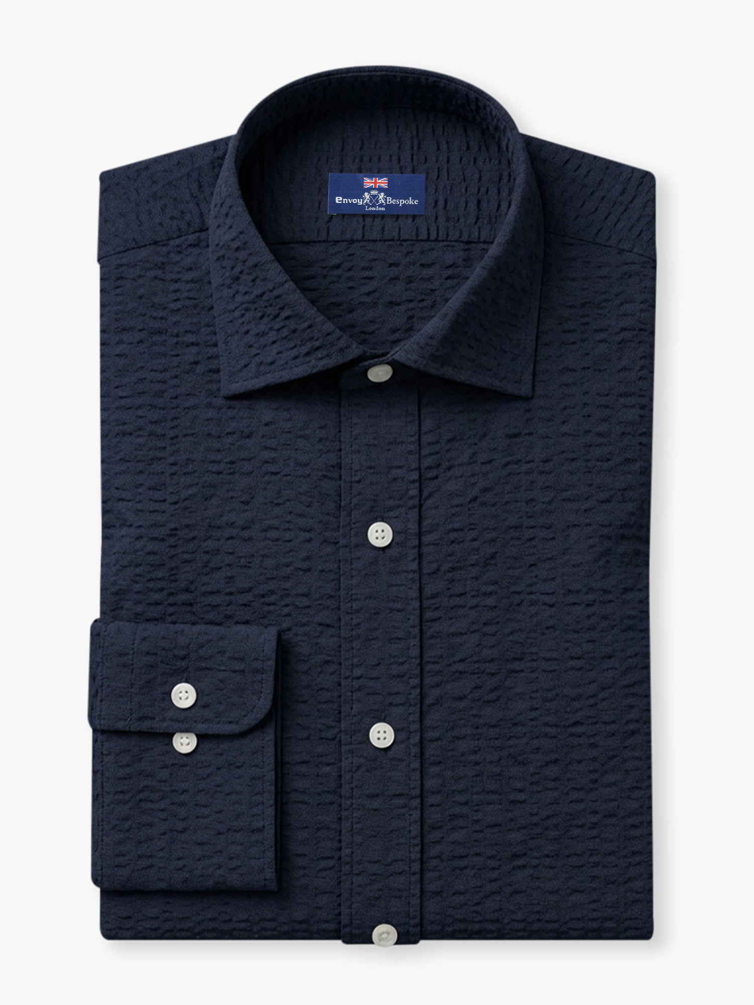 Black Seersucker Cotton Lycra Custom Shirt