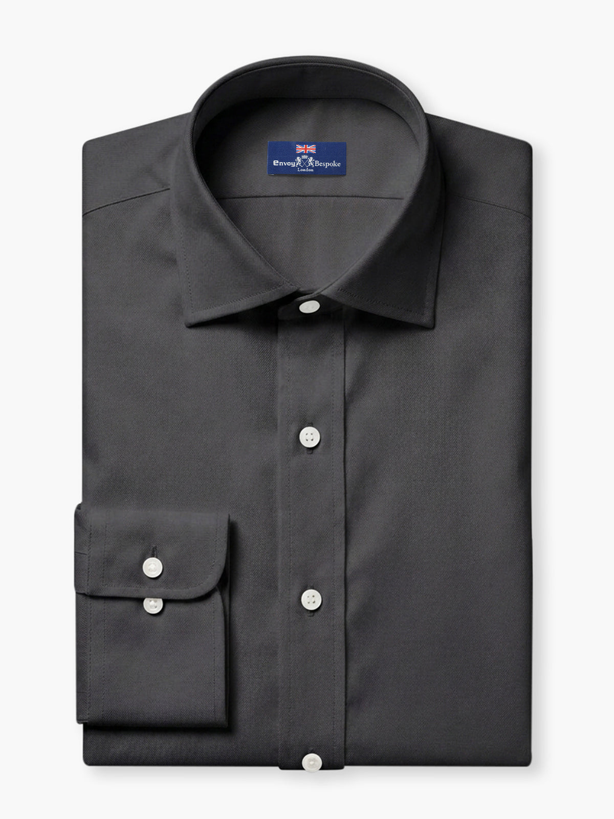 Black Solid Cotton Twill Custom Shirt