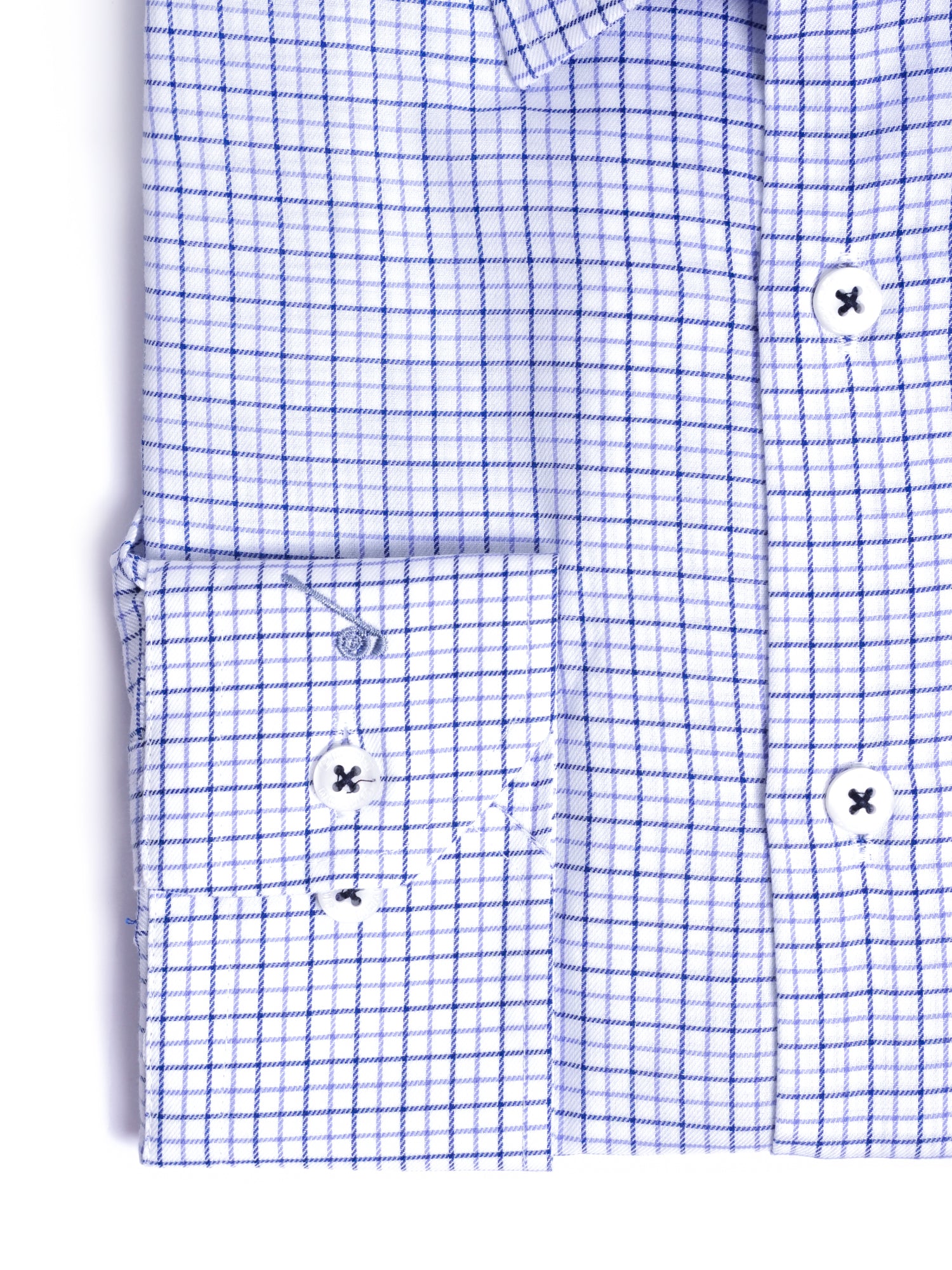 Blue Checked Cotton Tailored Fit Shirt