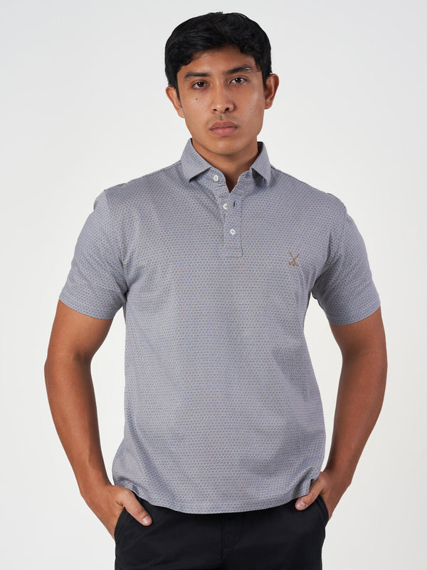 Blue Cotton Design Polo T-Shirt