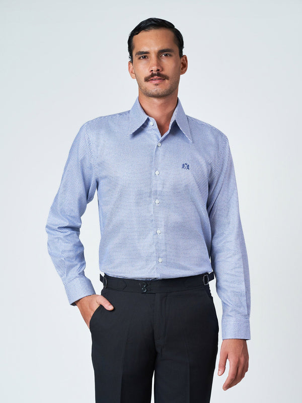 Blue Checked Long Sleeve Casual Shirt