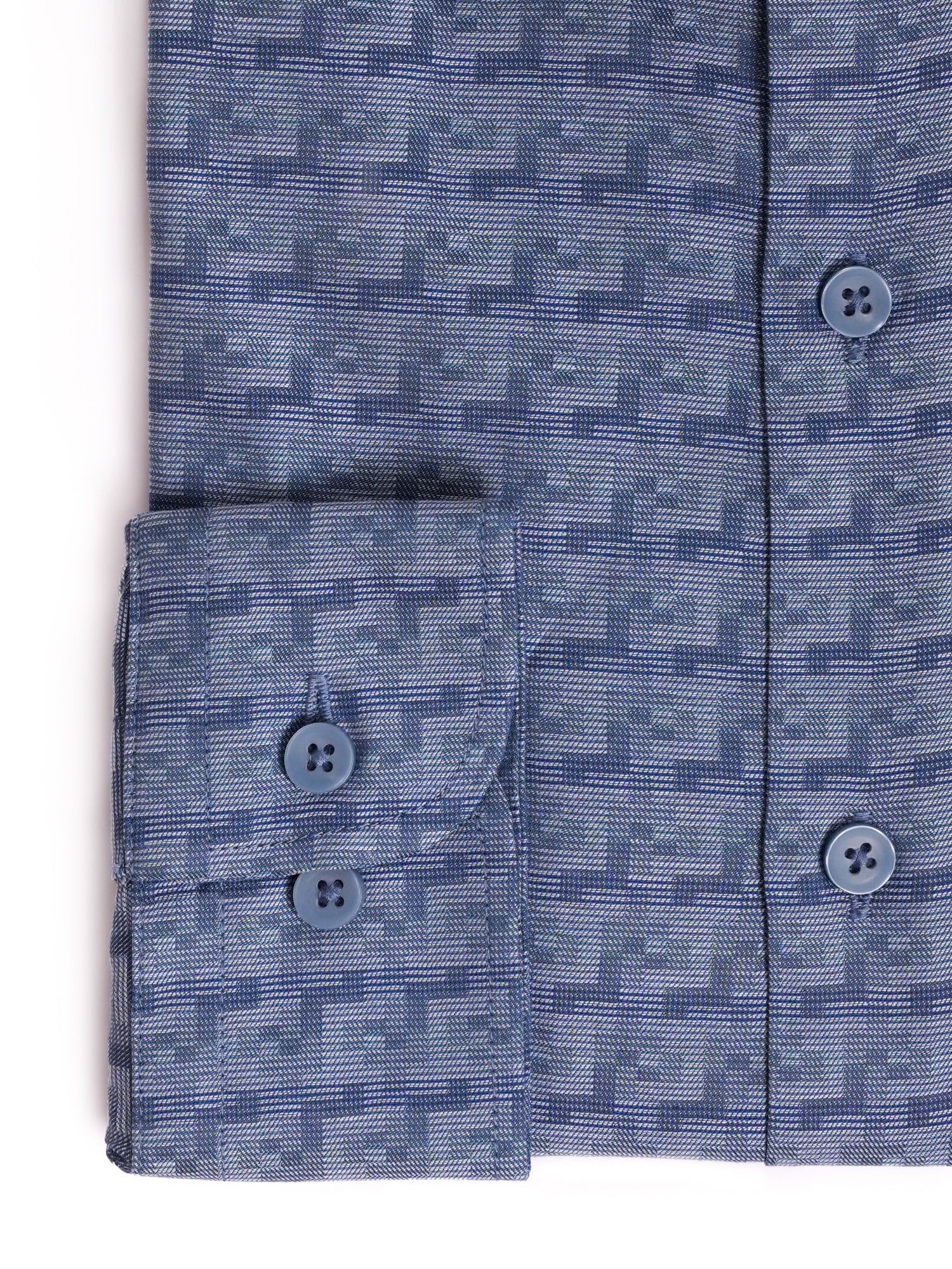 Blue Design Cotton Spandex Tailored Fit Shirt